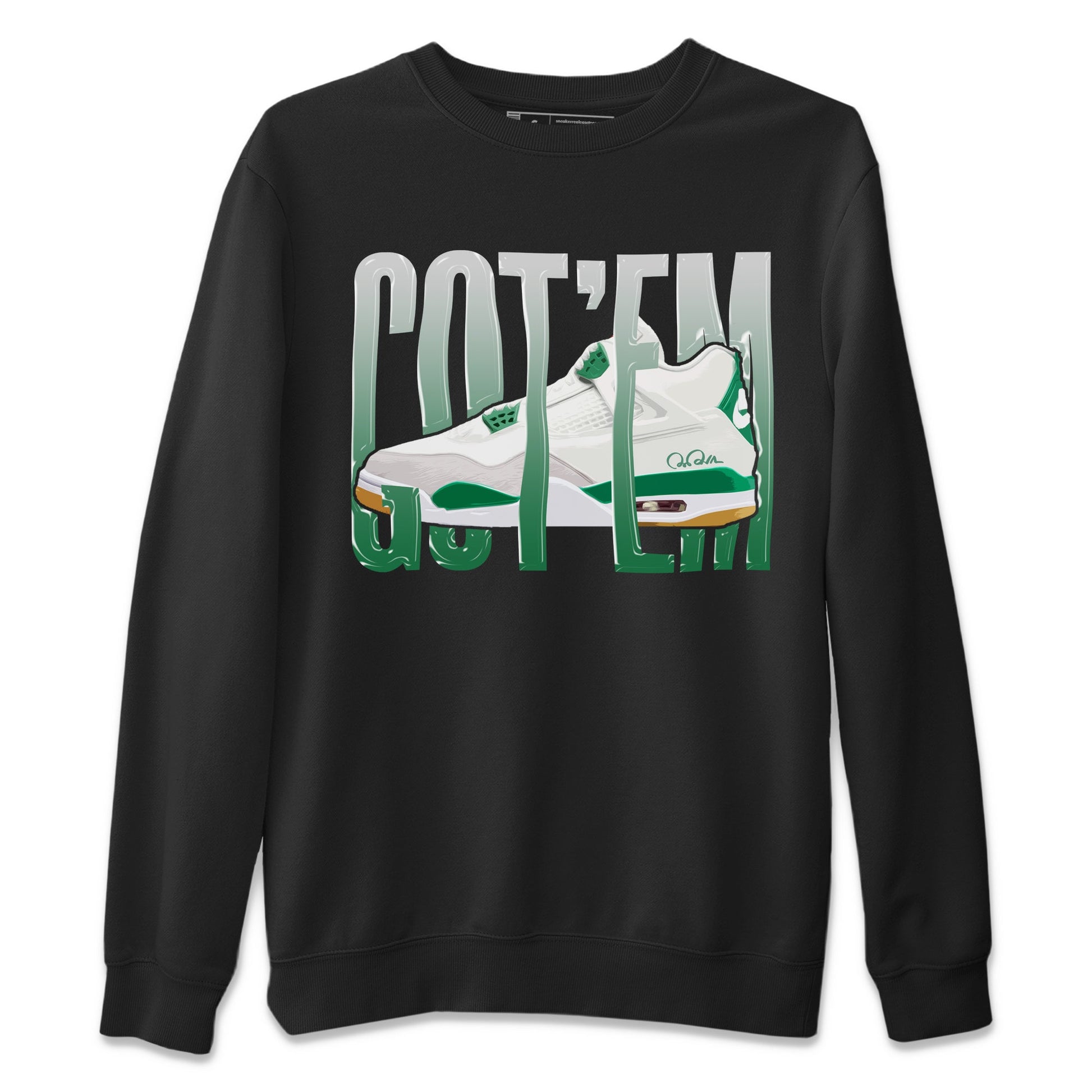 Air Jordan 4 Pine Green Sneaker Match Tees Wiggling Gotem Sneaker Tees AJ4 Pine Green Sneaker Release Tees Unisex Shirts Black 2