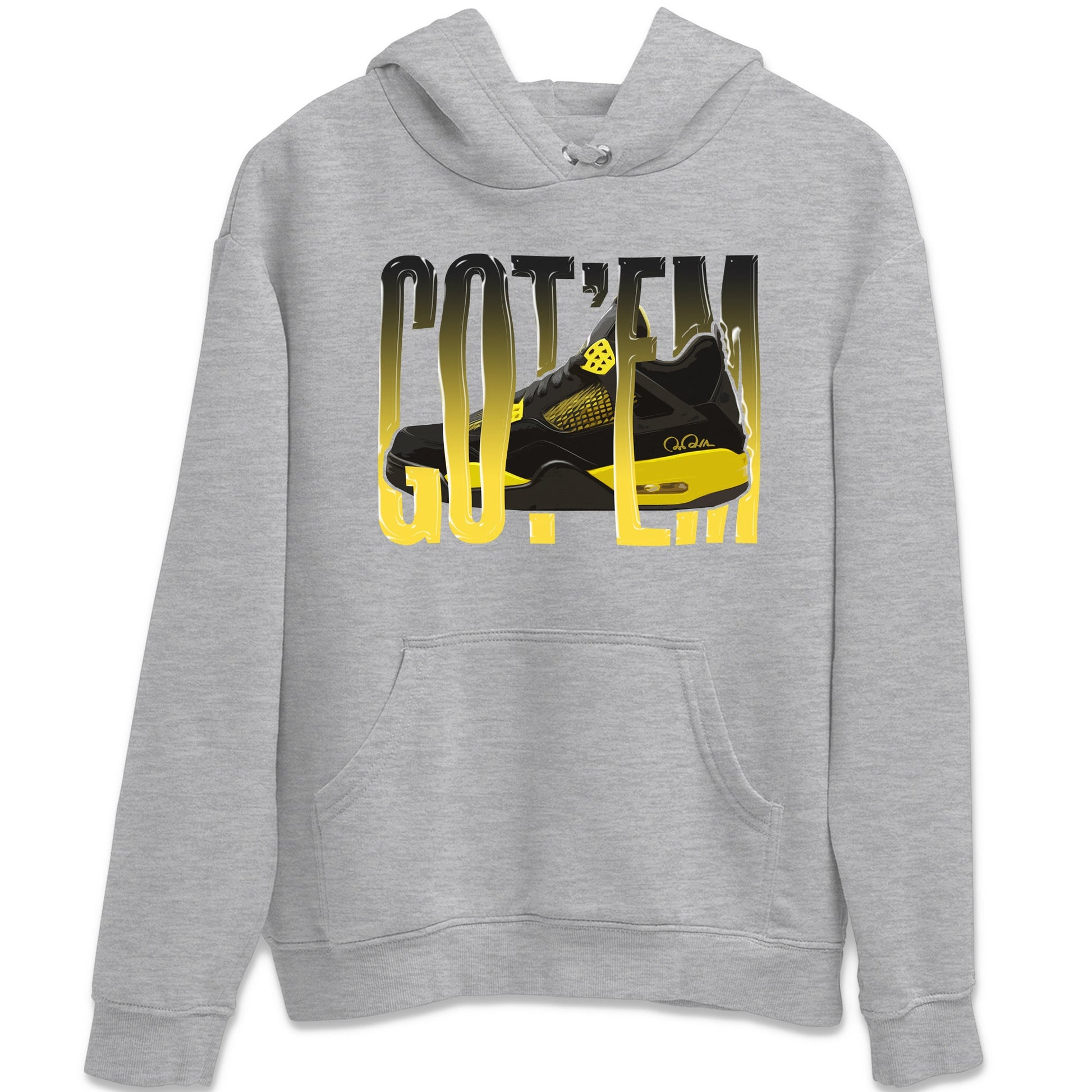 Air Jordan 4 Thunder Sneaker Match Tees Wiggling gotem Sneaker Tees AJ4 Thunder Jumpman Sneaker Release Tees Unisex Shirts Heather Grey 2