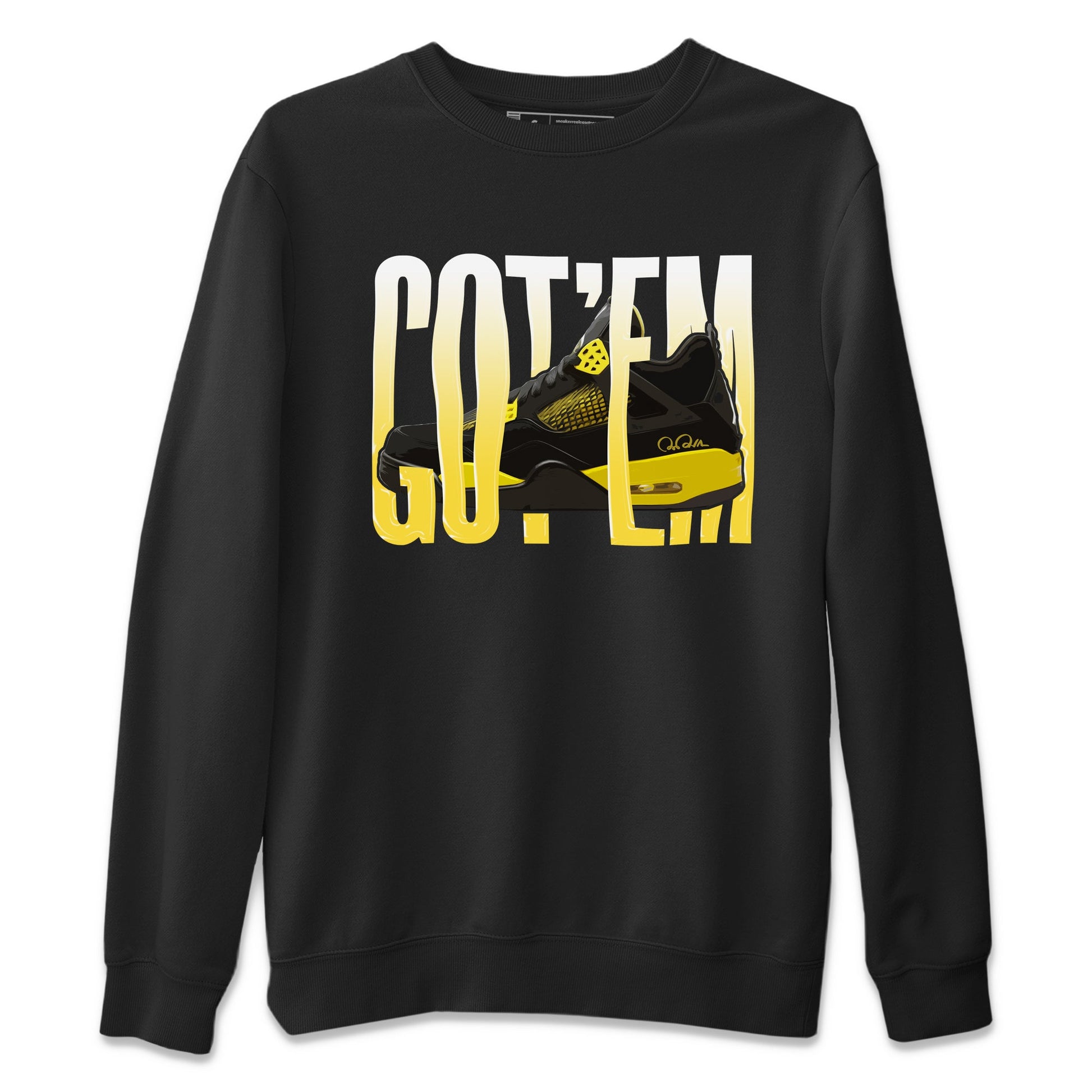Air Jordan 4 Thunder Sneaker Match Tees Wiggling gotem Sneaker Tees AJ4 Thunder Jumpman Sneaker Release Tees Unisex Shirts Black 2