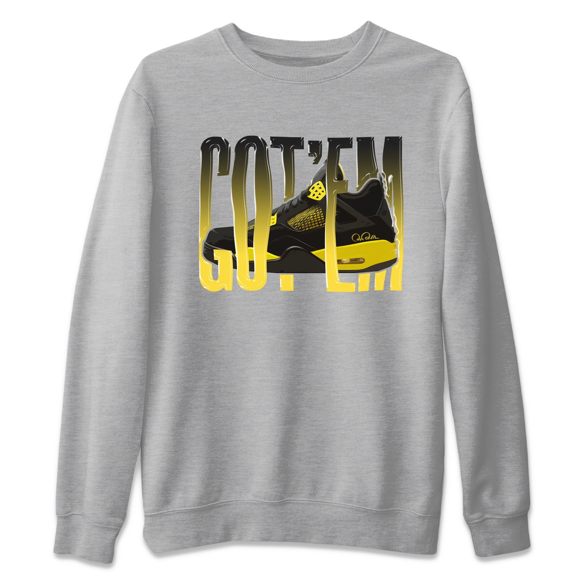 Air Jordan 4 Thunder Sneaker Match Tees Wiggling gotem Sneaker Tees AJ4 Thunder Jumpman Sneaker Release Tees Unisex Shirts Heather Grey 2