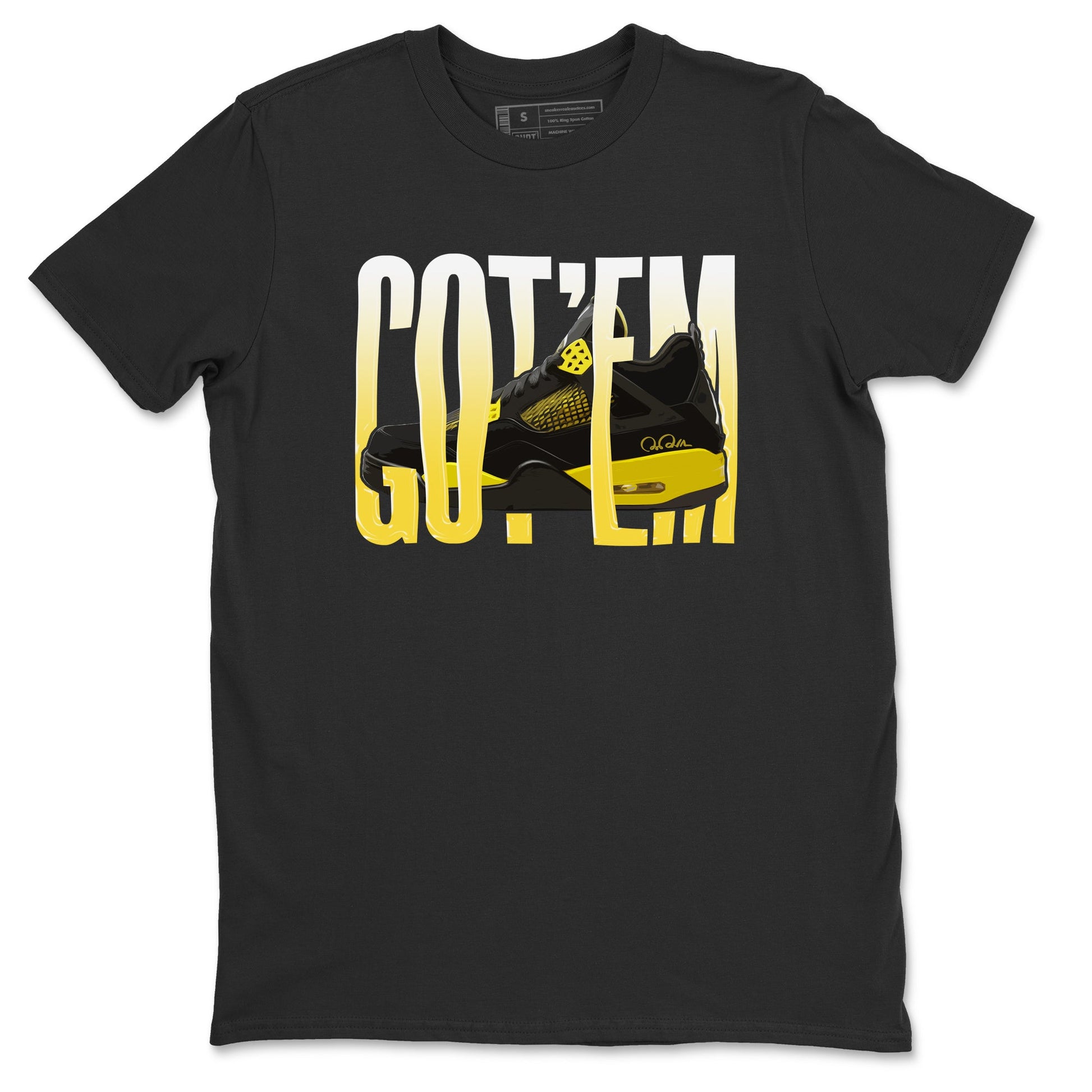 Air Jordan 4 Thunder Sneaker Match Tees Wiggling gotem Sneaker Tees AJ4 Thunder Jumpman Sneaker Release Tees Unisex Shirts Black 2