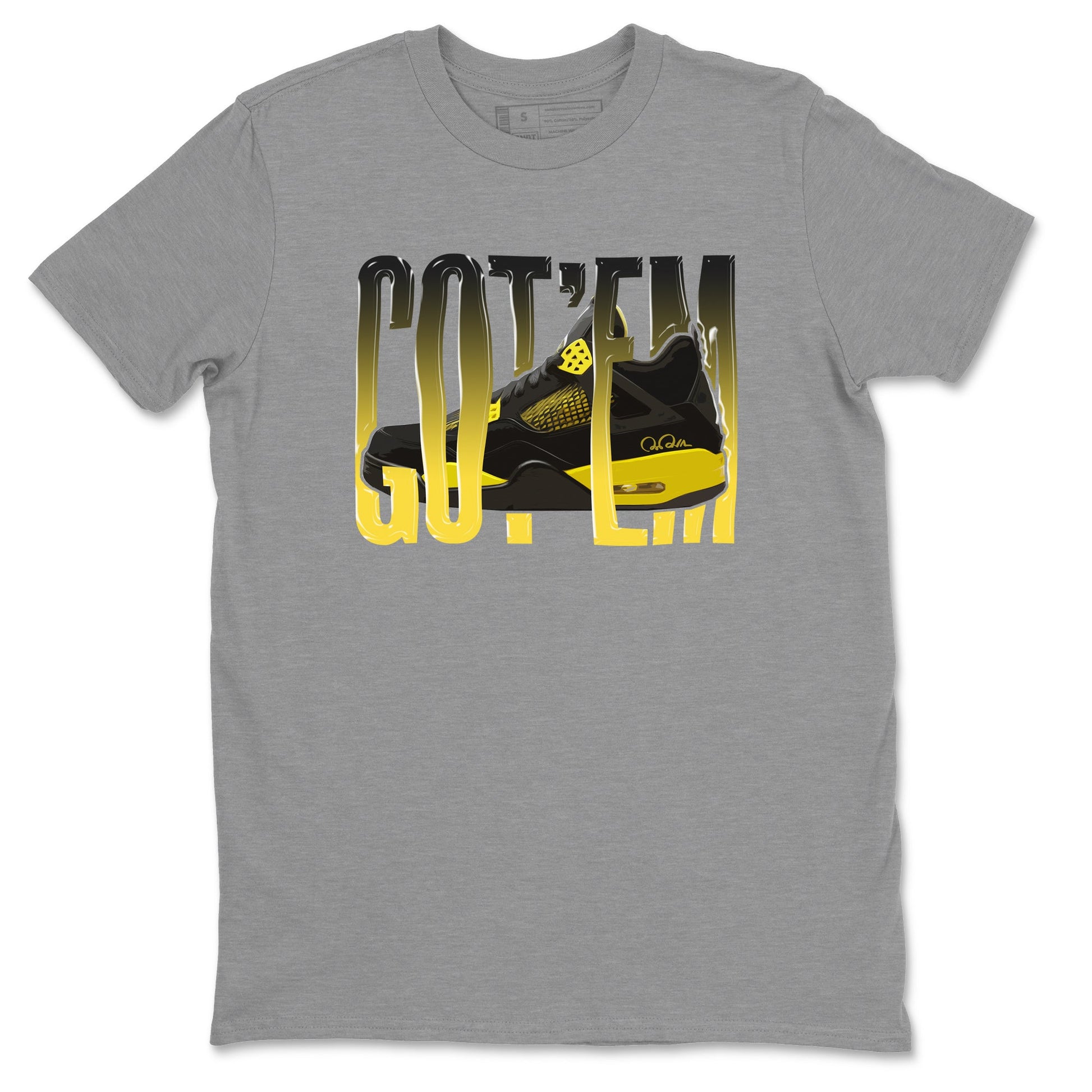 Air Jordan 4 Thunder Sneaker Match Tees Wiggling gotem Sneaker Tees AJ4 Thunder Jumpman Sneaker Release Tees Unisex Shirts Heather Grey 2