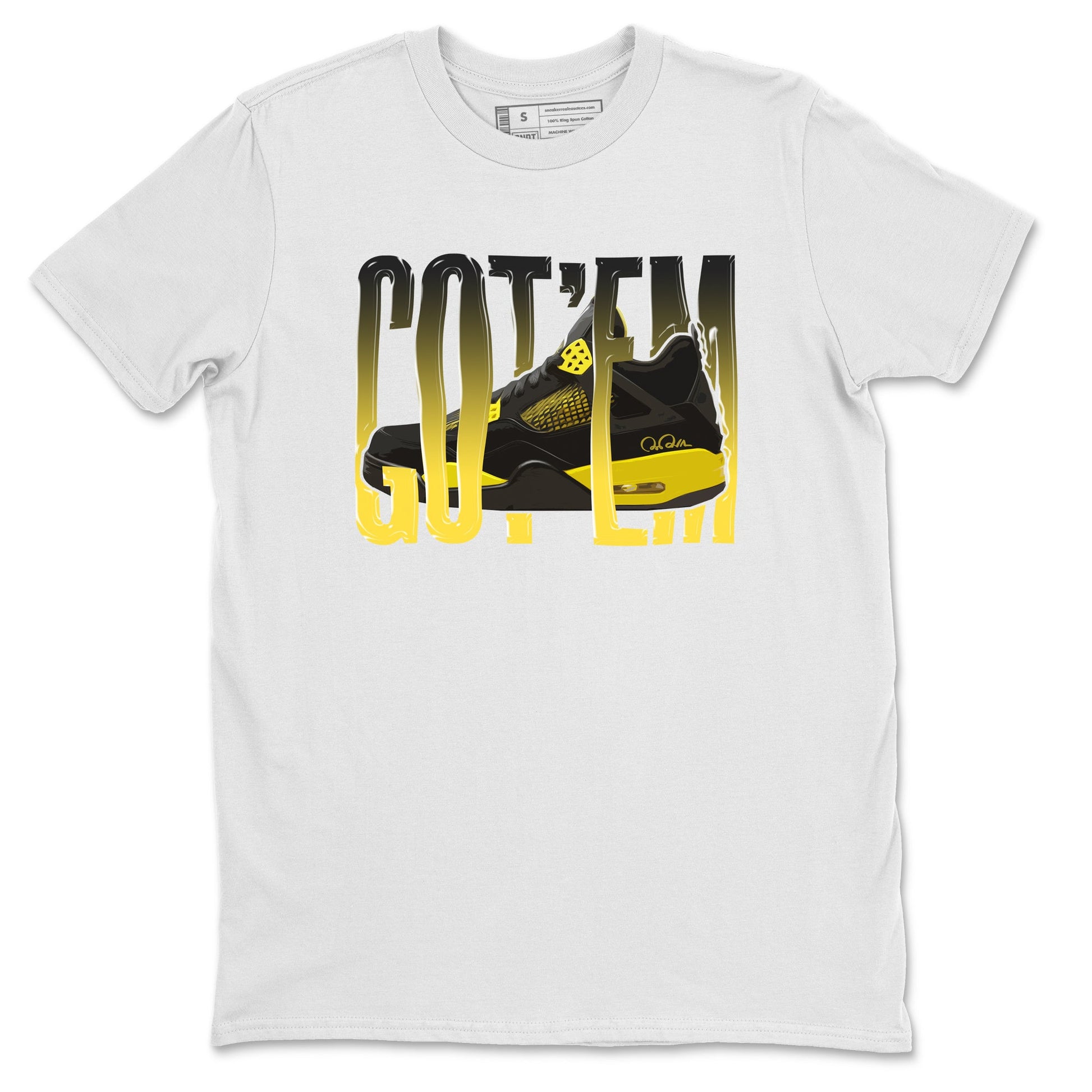 Air Jordan 4 Thunder Sneaker Match Tees Wiggling gotem Sneaker Tees AJ4 Thunder Jumpman Sneaker Release Tees Unisex Shirts White 2
