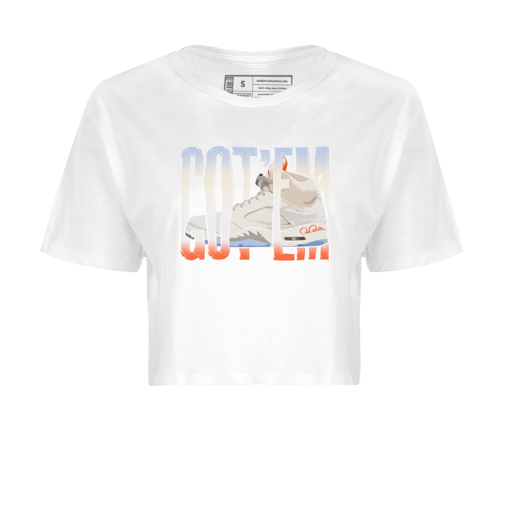 Air Jordan 5 Craft Sneaker Match Tees Wiggling Gotem Sneaker Tees AJ5 SE Craft Sneaker Release Tees Women's Shirts White 2