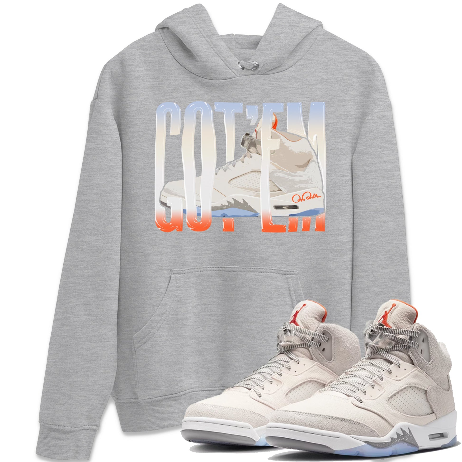 Air Jordan 5 Craft Sneaker Match Tees Wiggling Gotem Sneaker Tees AJ5 SE Craft Sneaker Release Tees Unisex Shirts Heather Grey 1