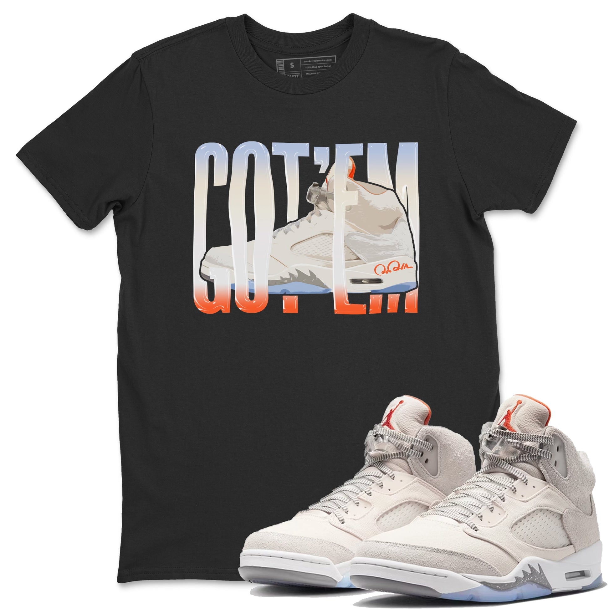Air Jordan 5 Craft Sneaker Match Tees Wiggling Gotem Sneaker Tees AJ5 SE Craft Sneaker Release Tees Unisex Shirts Black 1