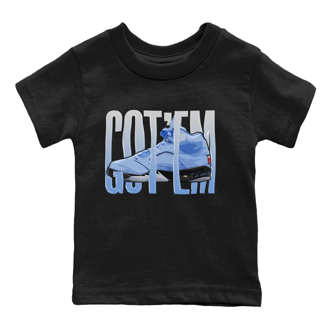 Jordan 5 UNC Jordan Shirts Wiggling Gotem Sneaker Tees AJ5 UNC Sneaker Release Tees Kids Shirts Black 2