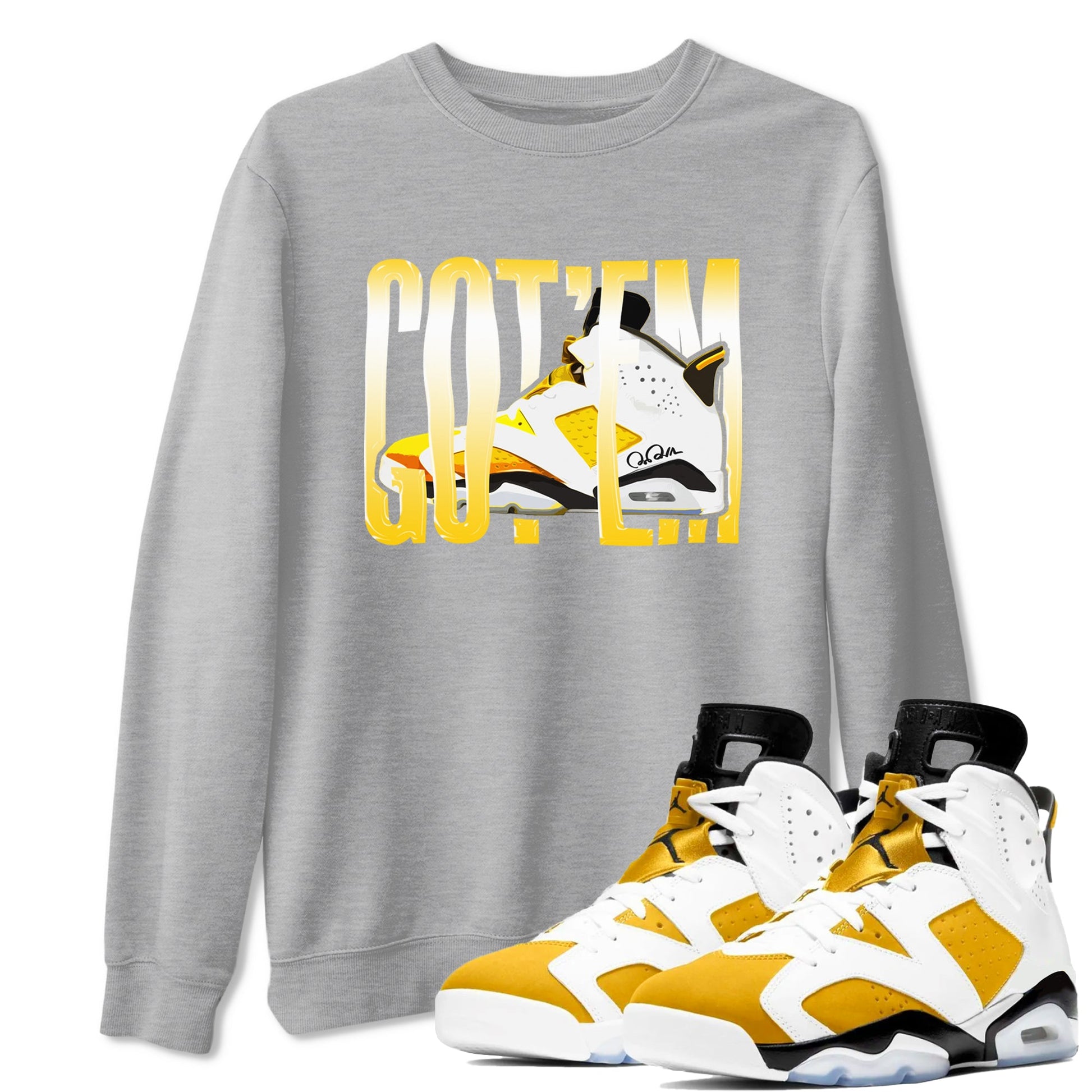 Air Jordan 6 Yellow Ochre shirt to match jordans Wiggling Gotem sneaker tees AJ6 Yellow Ochre SNRT Sneaker Release Tees Unisex Heather Grey 1 T-Shirt