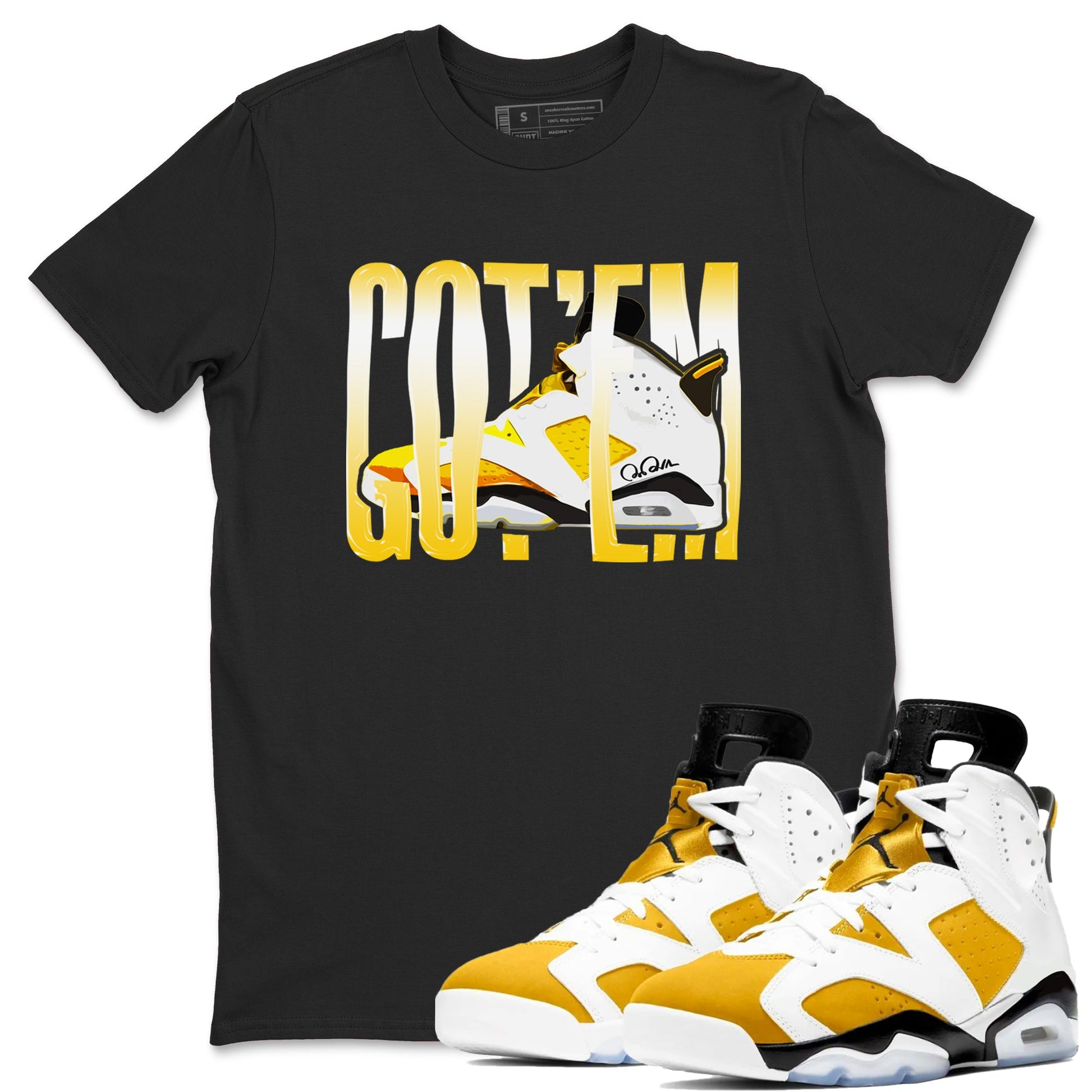 Air Jordan 6 Yellow Ochre shirt to match jordans Wiggling Gotem sneaker tees AJ6 Yellow Ochre SNRT Sneaker Release Tees Unisex Black 1 T-Shirt