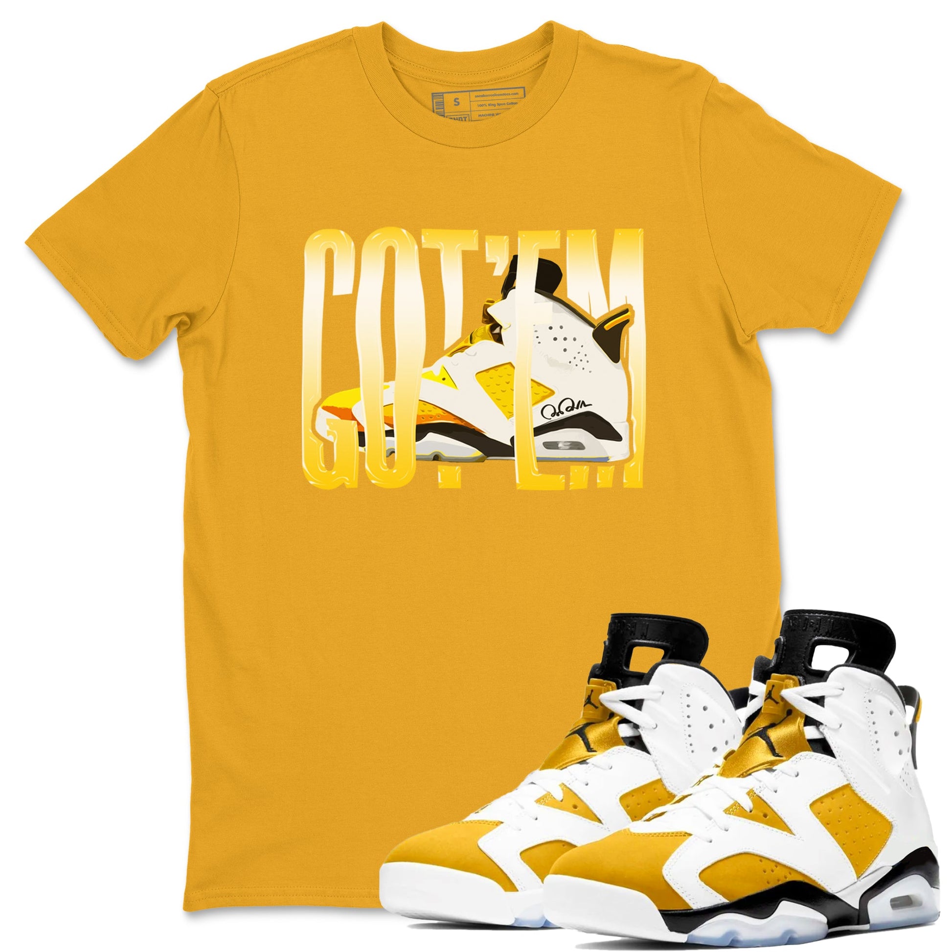 Air Jordan 6 Yellow Ochre shirt to match jordans Wiggling Gotem sneaker tees AJ6 Yellow Ochre SNRT Sneaker Release Tees Unisex Gold 1 T-Shirt