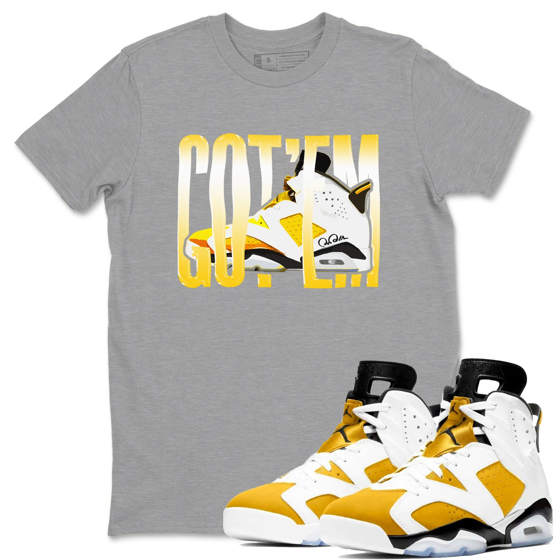 Air Jordan 6 Yellow Ochre shirt to match jordans Wiggling Gotem sneaker tees AJ6 Yellow Ochre SNRT Sneaker Release Tees Unisex Heather Grey 1 T-Shirt