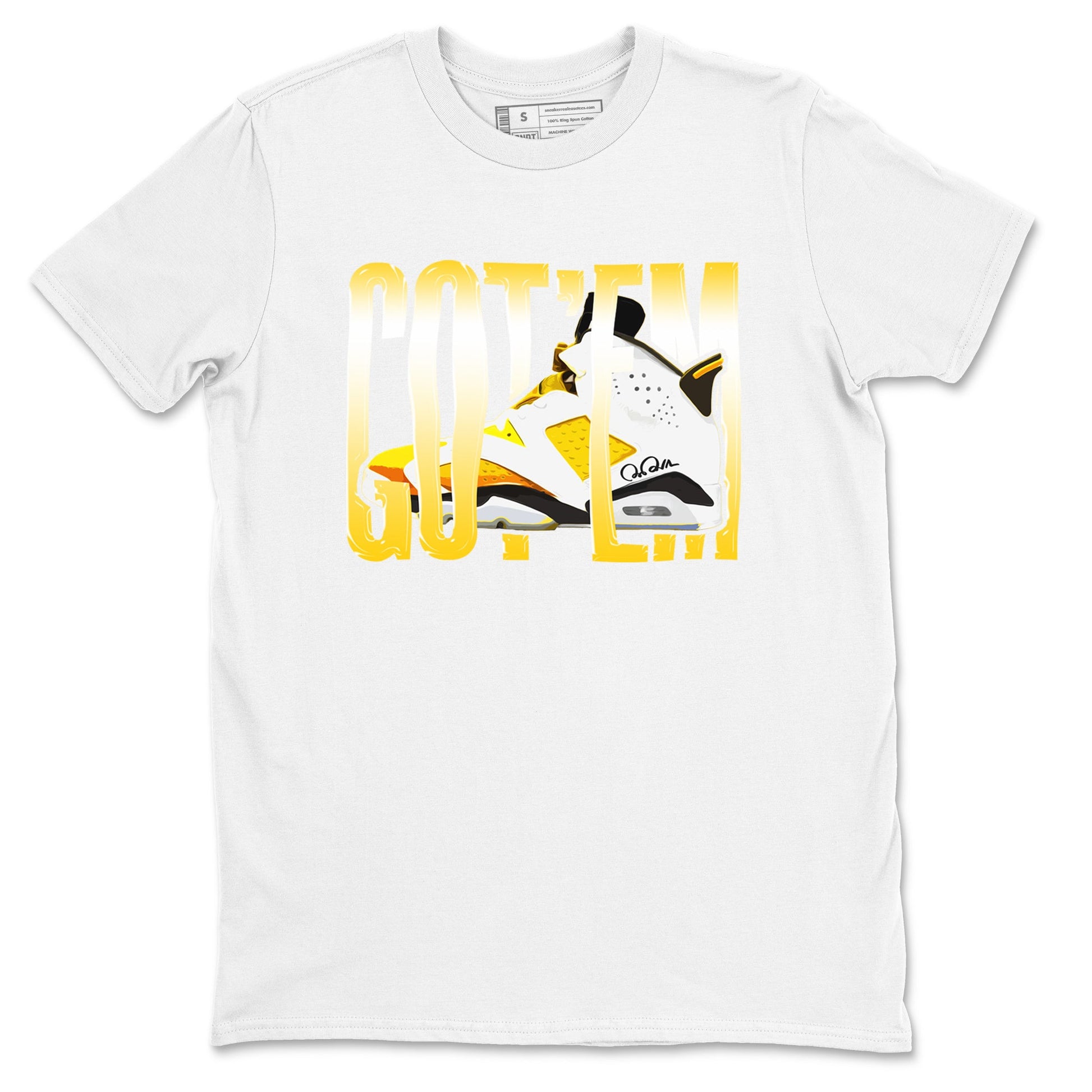 Air Jordan 6 Yellow Ochre shirt to match jordans Wiggling Gotem sneaker tees AJ6 Yellow Ochre SNRT Sneaker Release Tees Unisex White 2 T-Shirt