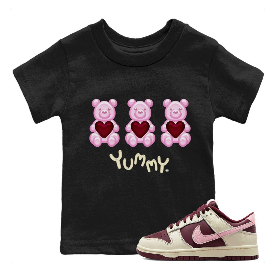 Dunk Valentines Day Sneaker Match Tees Yummy Bear Sneaker Tees Nike Dunk Valentine's Day Sneaker SNRT Sneaker Tees Kids Shirts