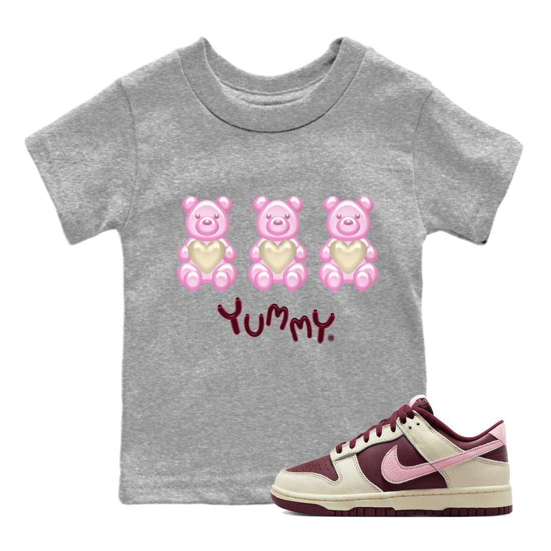 Dunk Valentines Day Sneaker Match Tees Yummy Bear Sneaker Tees Nike Dunk Valentine's Day Sneaker SNRT Sneaker Tees Kids Shirts