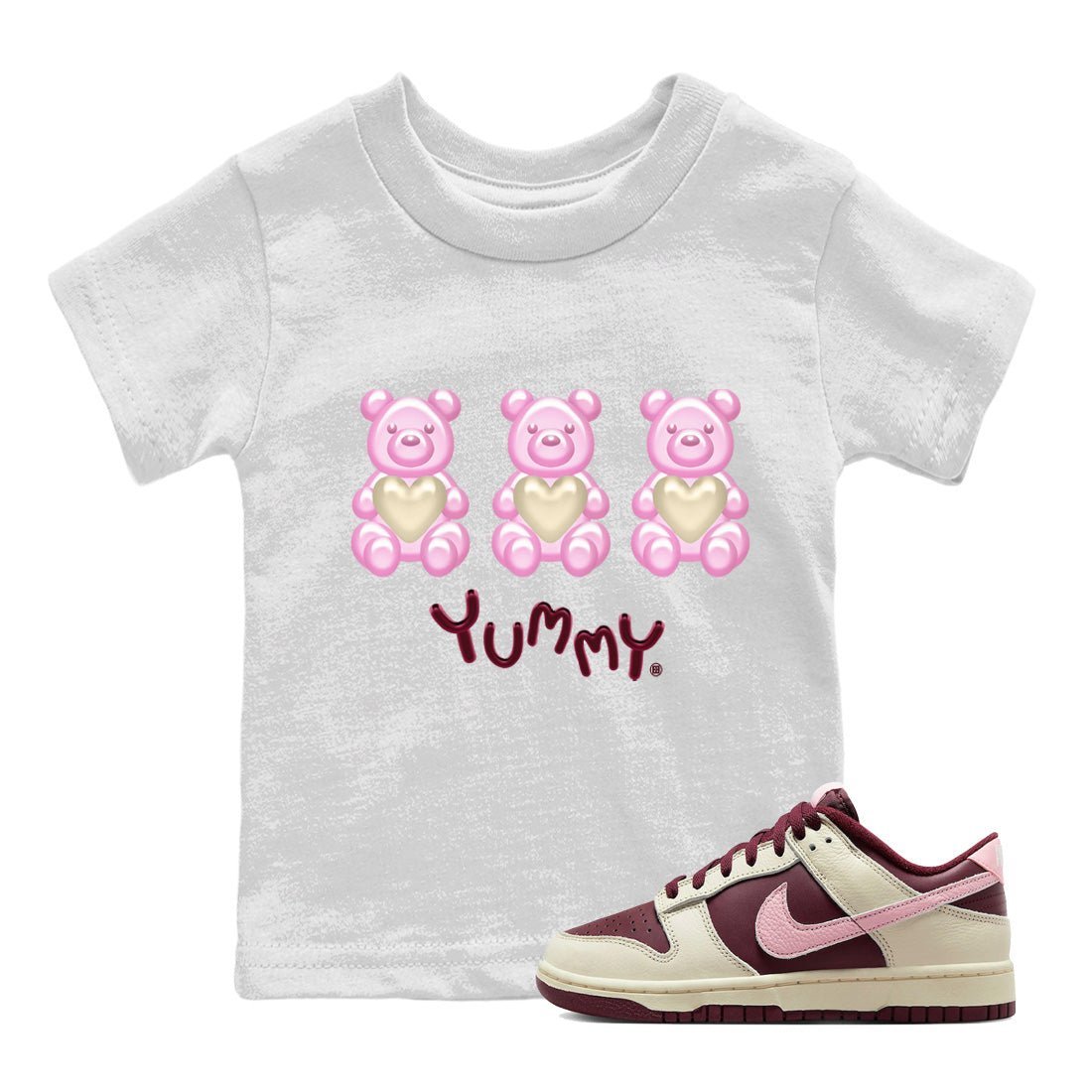 Dunk Valentines Day Sneaker Match Tees Yummy Bear Sneaker Tees Nike Dunk Valentine's Day Sneaker SNRT Sneaker Tees Kids Shirts
