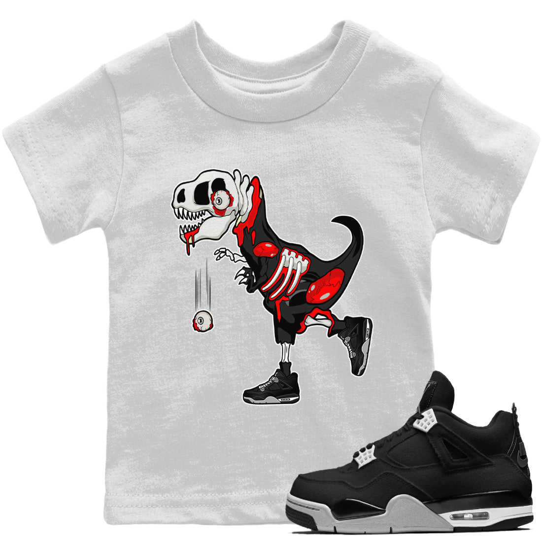 Jordan 4 Black Canvas unique Halloween sneaker tee Zombie Dino Sneaker Tees Jordan 4 Black Canvas Sneaker Release Tees Kids Shirts
