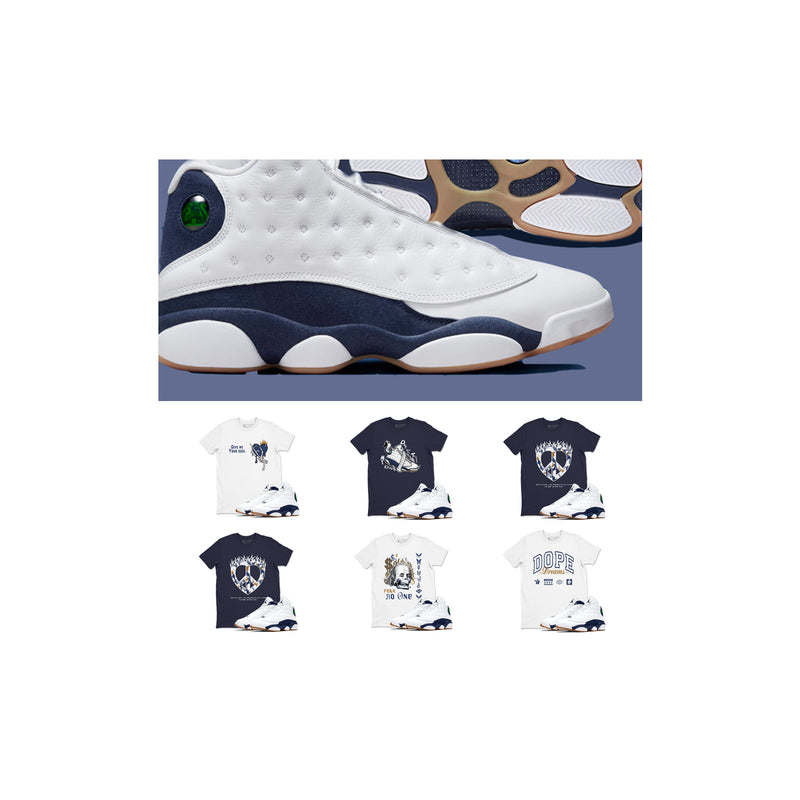 Air Jordan 13 Midnight Navy Sneaker Matching Tees