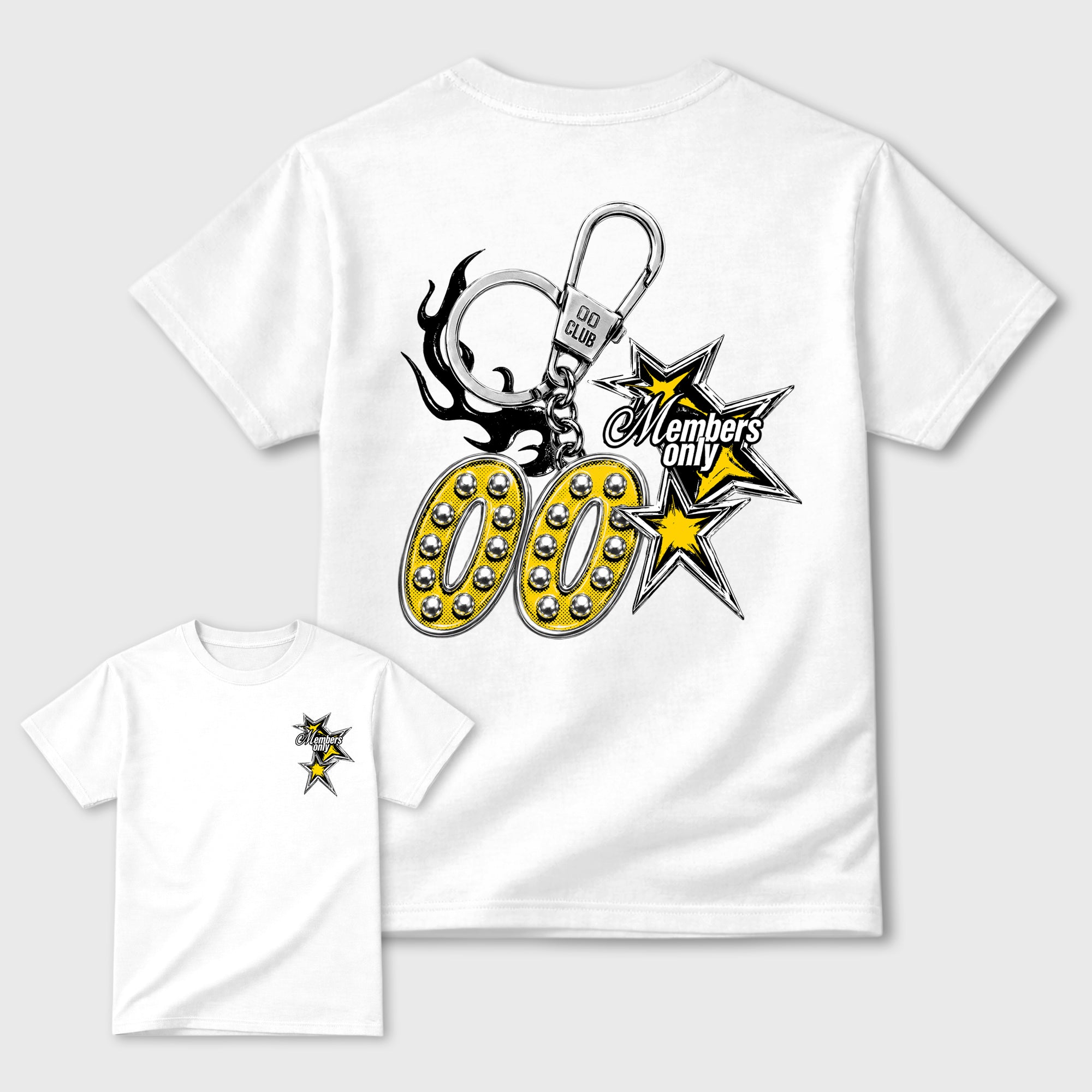 00 Club Members Only Graphic T-Shirt featuring original streetwear artwork designed to match the AJ4 Tour Yellow. White Graphic T-Shirt.