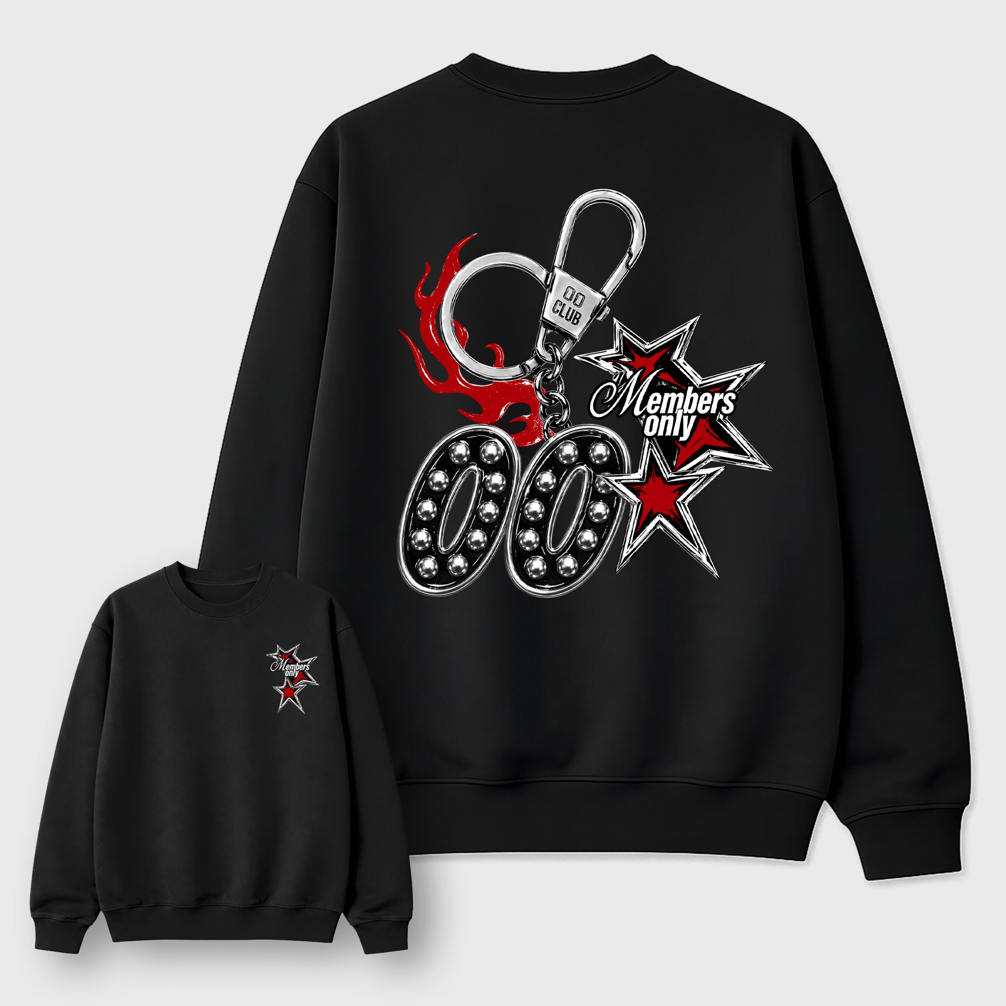 00 Club Members Only Black Graphic Sweatshirt - 1, a sneaker matching sweatshirt designed to coordinate with Air Jordan 9 Retro Space Jam sneakers for a complete sneaker outfit.