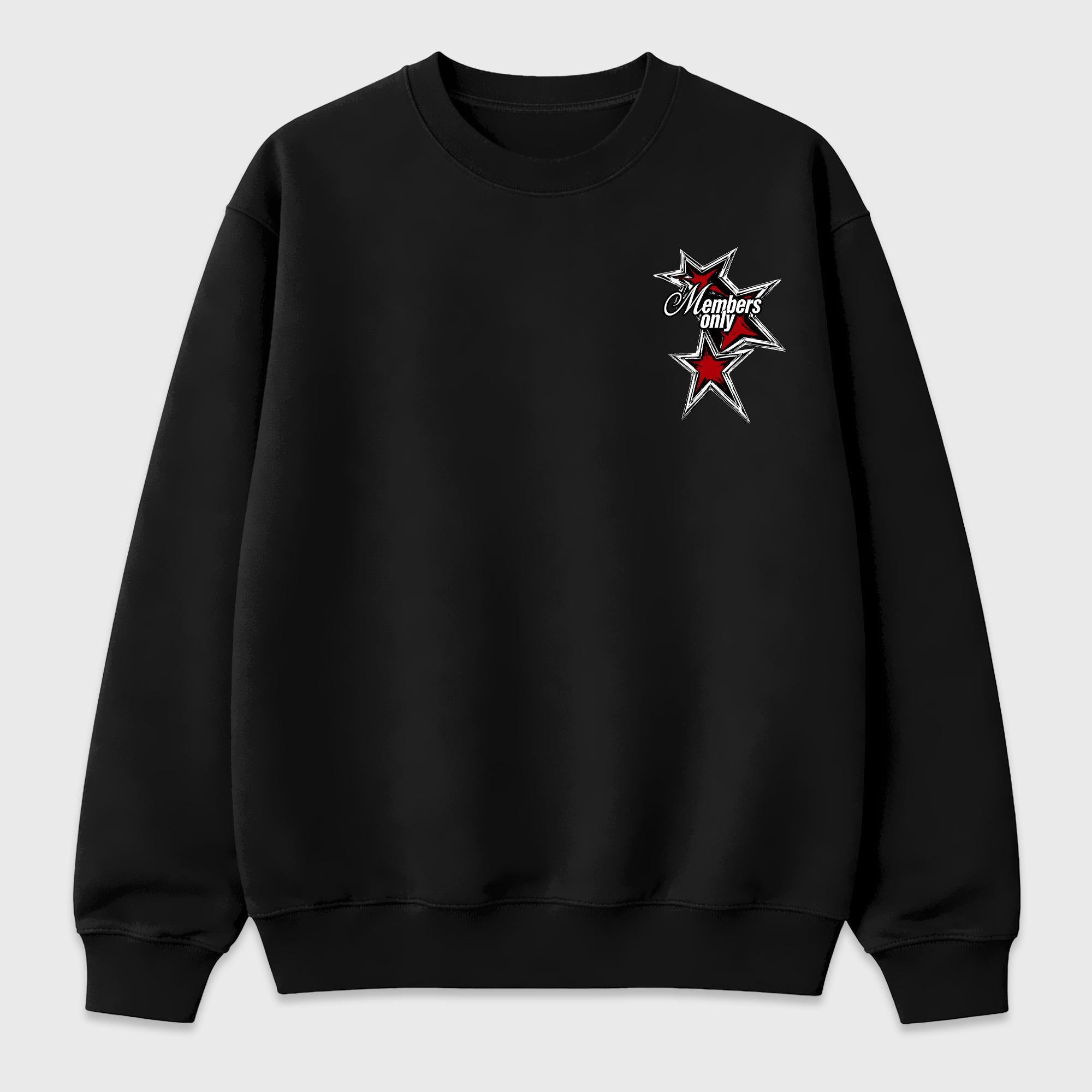 00 Club Members Only Black Graphic Sweatshirt - 2, featuring original SNRT artwork created to pair with Air Jordan 9 Retro Space Jam sneakers and everyday streetwear styling.