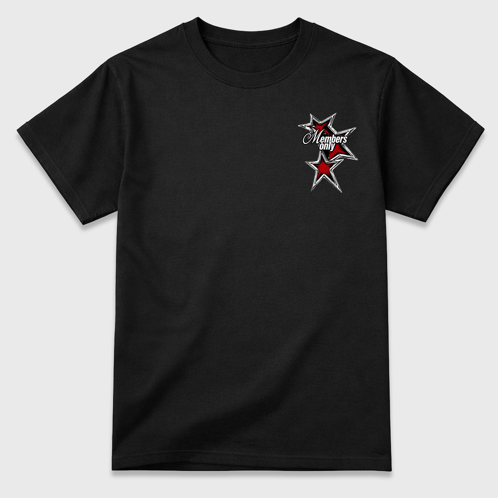 00 Club Members Only Black Graphic T-Shirt - 2, sneaker tee made to match Air Jordan 9 Retro Space Jam sneakers with original graphic artwork for a coordinated sneaker outfit.