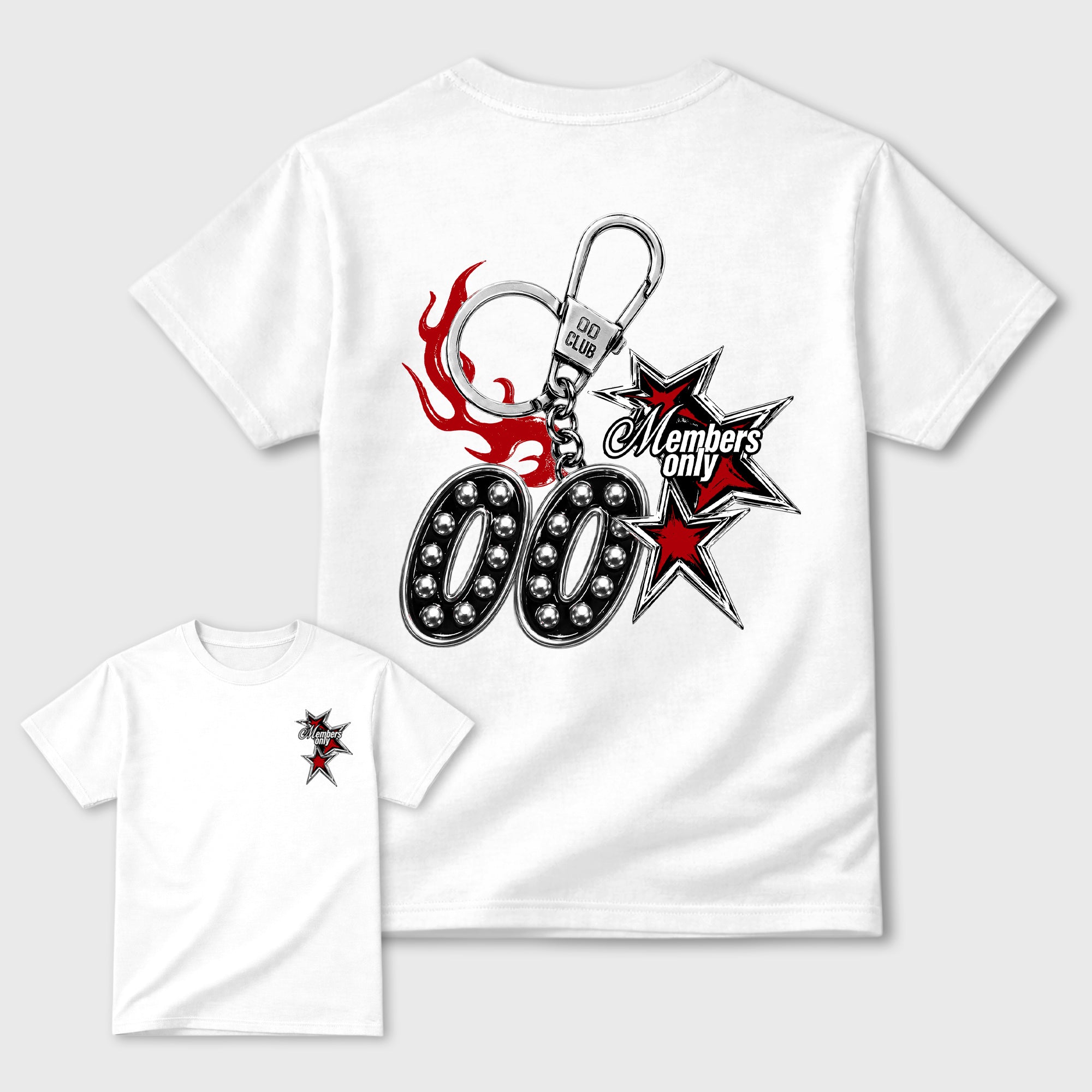 00 Club Members Only White Graphic T-Shirt - 2, sneaker tee made to match Air Jordan 9 Retro Space Jam sneakers with original graphic artwork for a coordinated sneaker outfit.