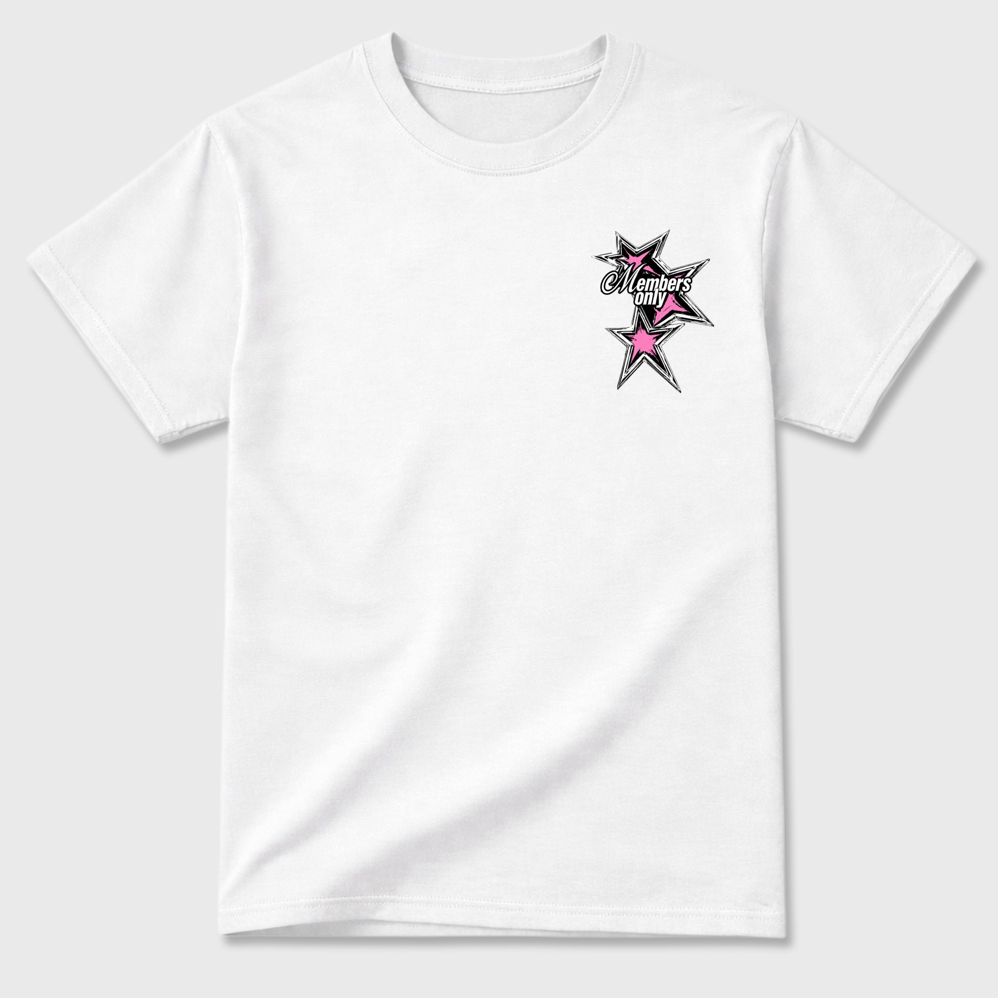 00 Members Only Graphic T-Shirt front and back tee designed for the 4s Comic, featuring coordinated color options for a perfect streetwear match. White shirt.