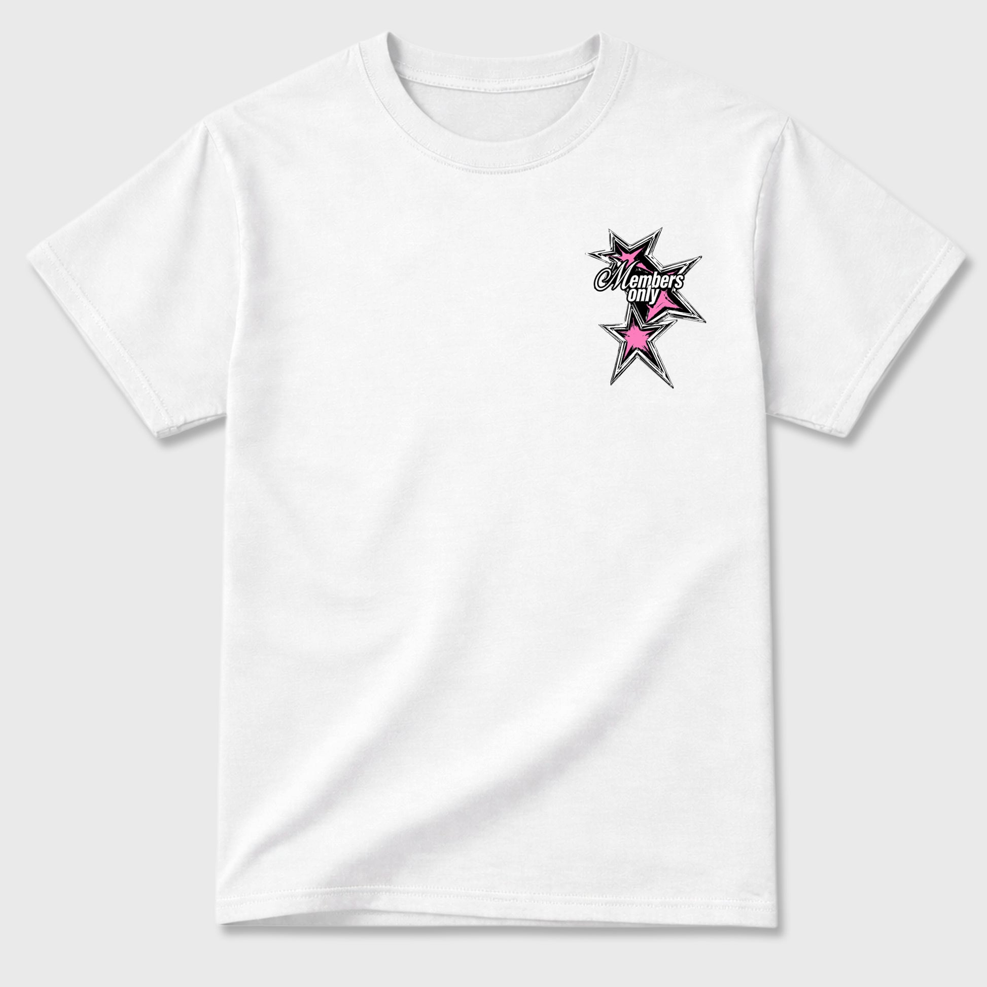 00 Members Only Graphic T-Shirt front and back tee designed for the 4s Comic, featuring coordinated color options for a perfect streetwear match. White shirt.