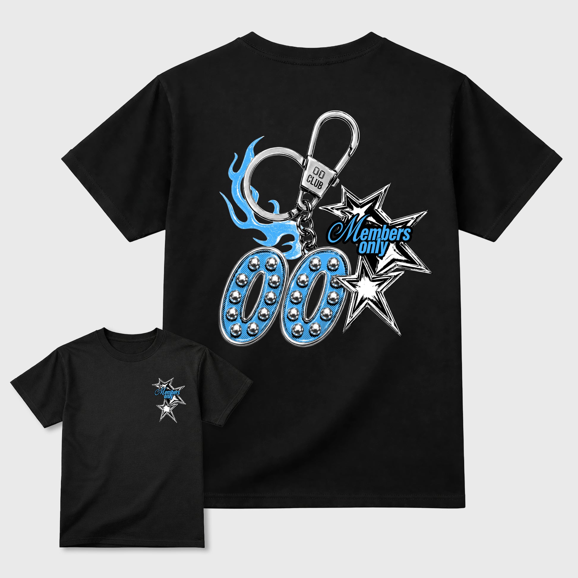 00 Members Only Graphic T-Shirt front and back tee designed for the 5s Black Carolina, featuring coordinated color options for a perfect streetwear match. Black shirt.