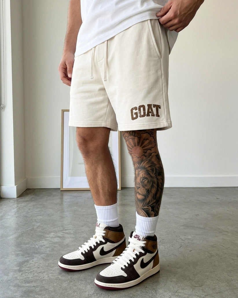 The Vintage Goat graphic fleece shorts fits