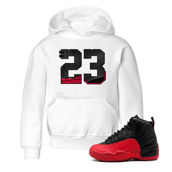 12s Flu Game shirts to match jordans 23 best t shirts to wear with jordans Air Jordan 12 Retro Flu Black and Varsity Red match shoes to clothes SNRT Sneaker Tees Youth Baby White 1 tee