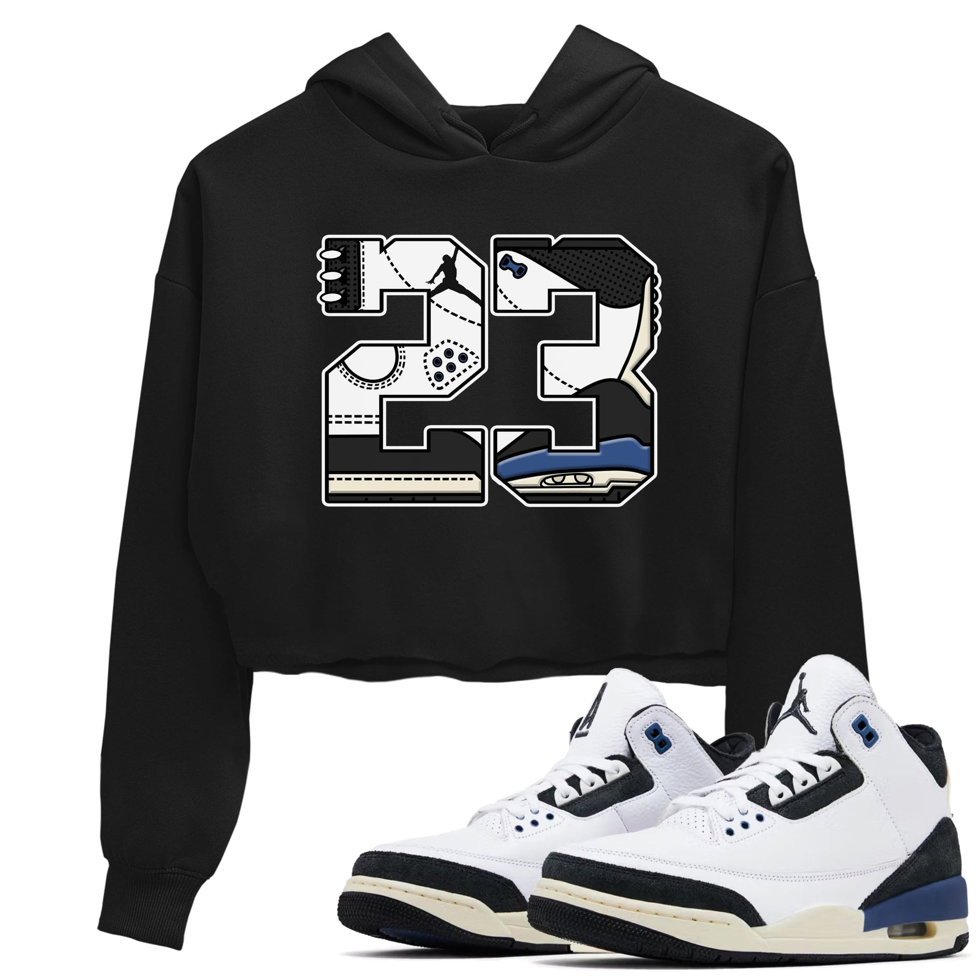 3s For The Love to match jordans 23 sneaker match tees A Ma Maniere x Air Jordan 3 Diffused Blue match shoes to clothes SNRT Sneaker Tees unisex cotton Black 1 crop tee