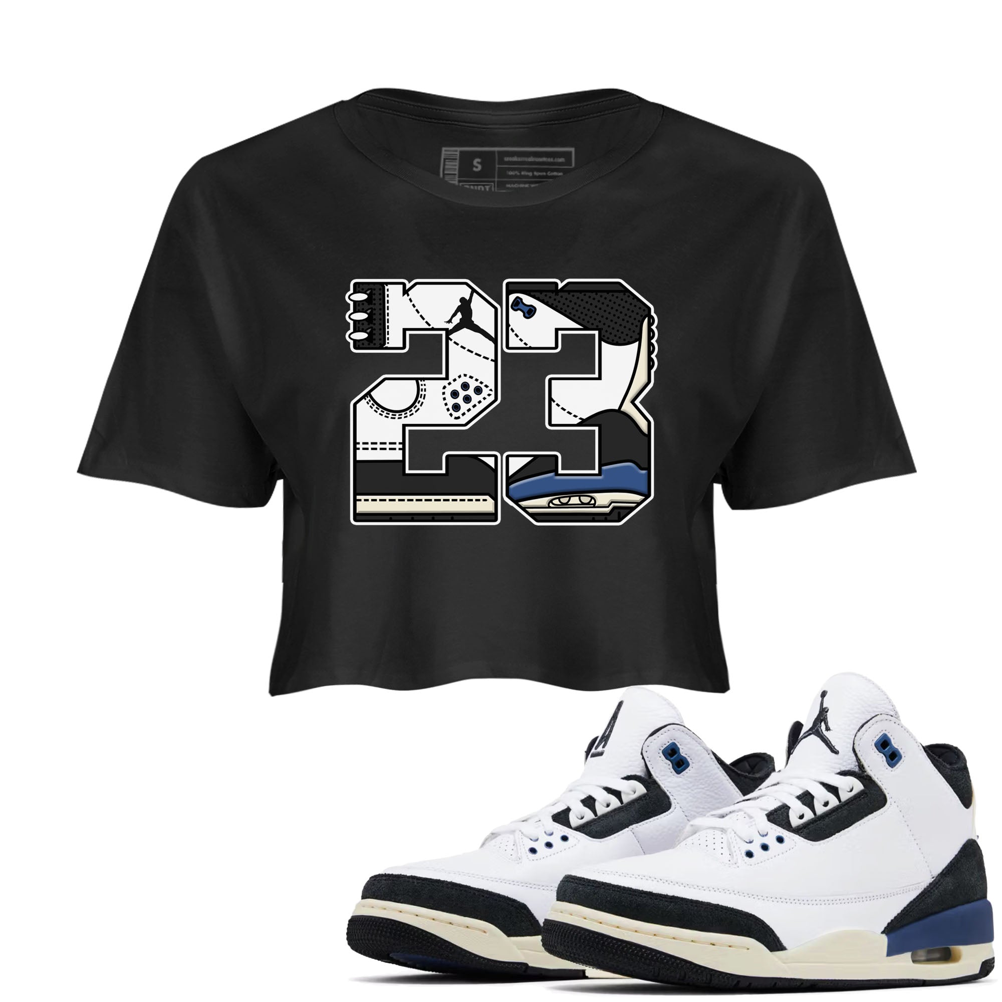 3s For The Love to match jordans 23 sneaker match tees A Ma Maniere x Air Jordan 3 Diffused Blue match shoes to clothes SNRT Sneaker Tees unisex cotton Black 1 crop tee