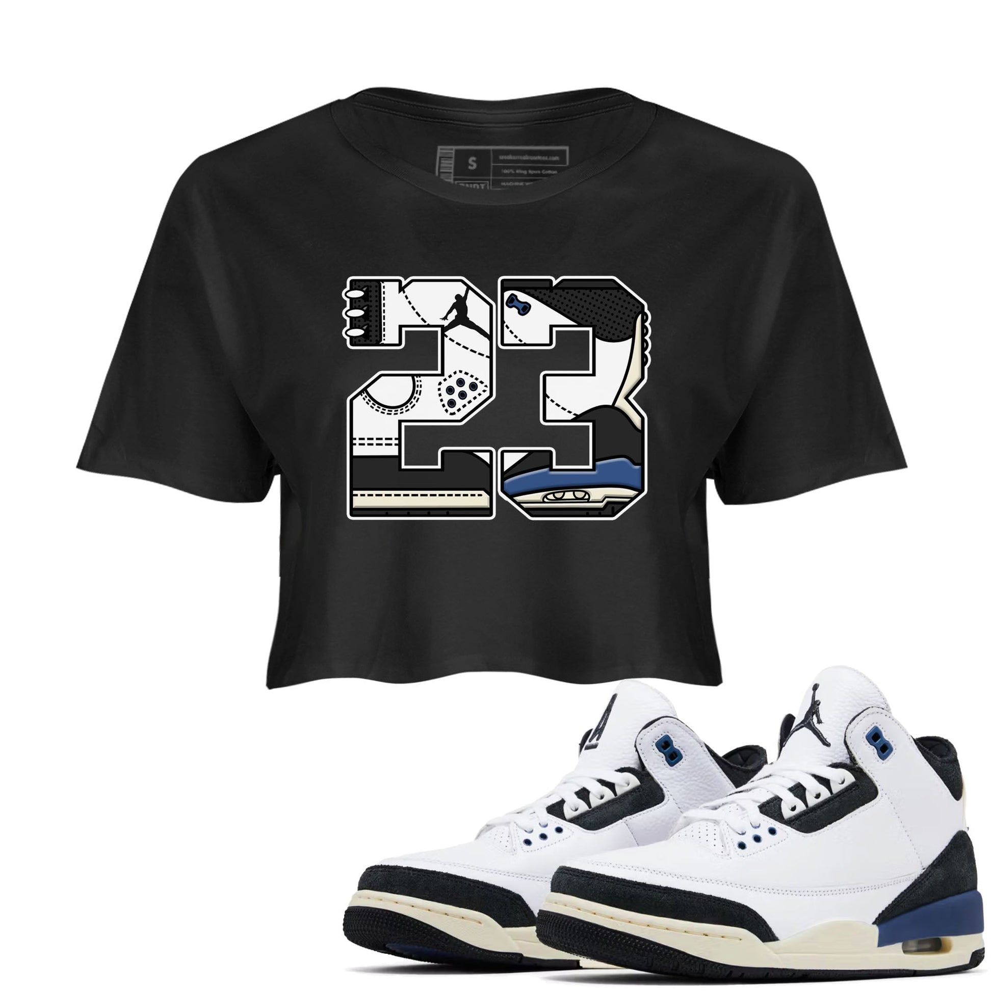 3s For The Love to match jordans 23 sneaker match tees A Ma Maniere x Air Jordan 3 Diffused Blue match shoes to clothes SNRT Sneaker Tees unisex cotton Black 1 crop tee