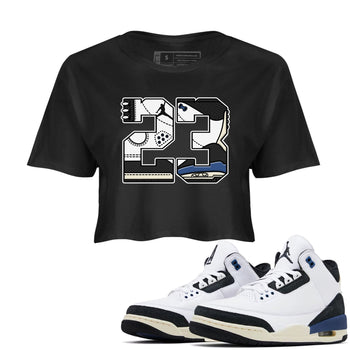 3s For The Love to match jordans 23 sneaker match tees A Ma Maniere x Air Jordan 3 Diffused Blue match shoes to clothes SNRT Sneaker Tees unisex cotton Black 1 crop tee