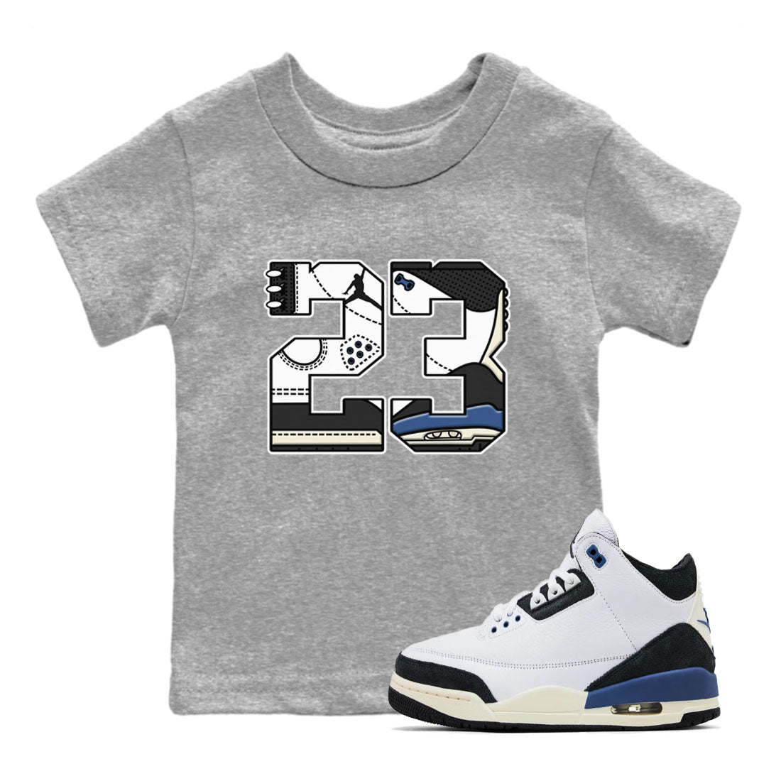 3s For The Love to match jordans 23 sneaker match tees A Ma Maniere x Air Jordan 3 Diffused Blue match shoes to clothes SNRT Sneaker Tees Youth Baby Heather Grey 1 tee