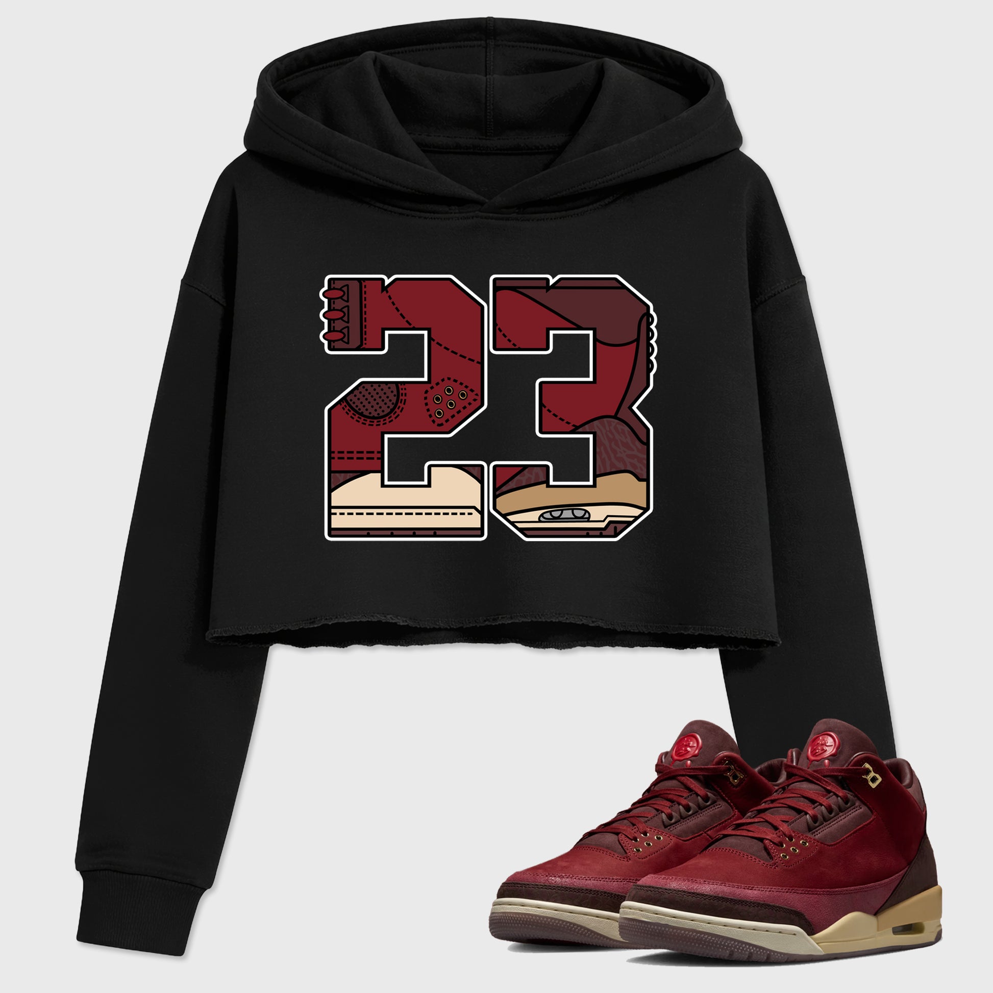 23 women’s crop tee designed to match the Air Jordan 3 Bin 23, featuring coordinated Black 1 options for a perfect streetwear vibe.