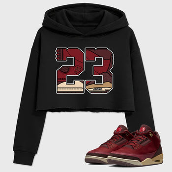 23 women’s crop tee designed to match the Air Jordan 3 Bin 23, featuring coordinated Black 1 options for a perfect streetwear vibe.
