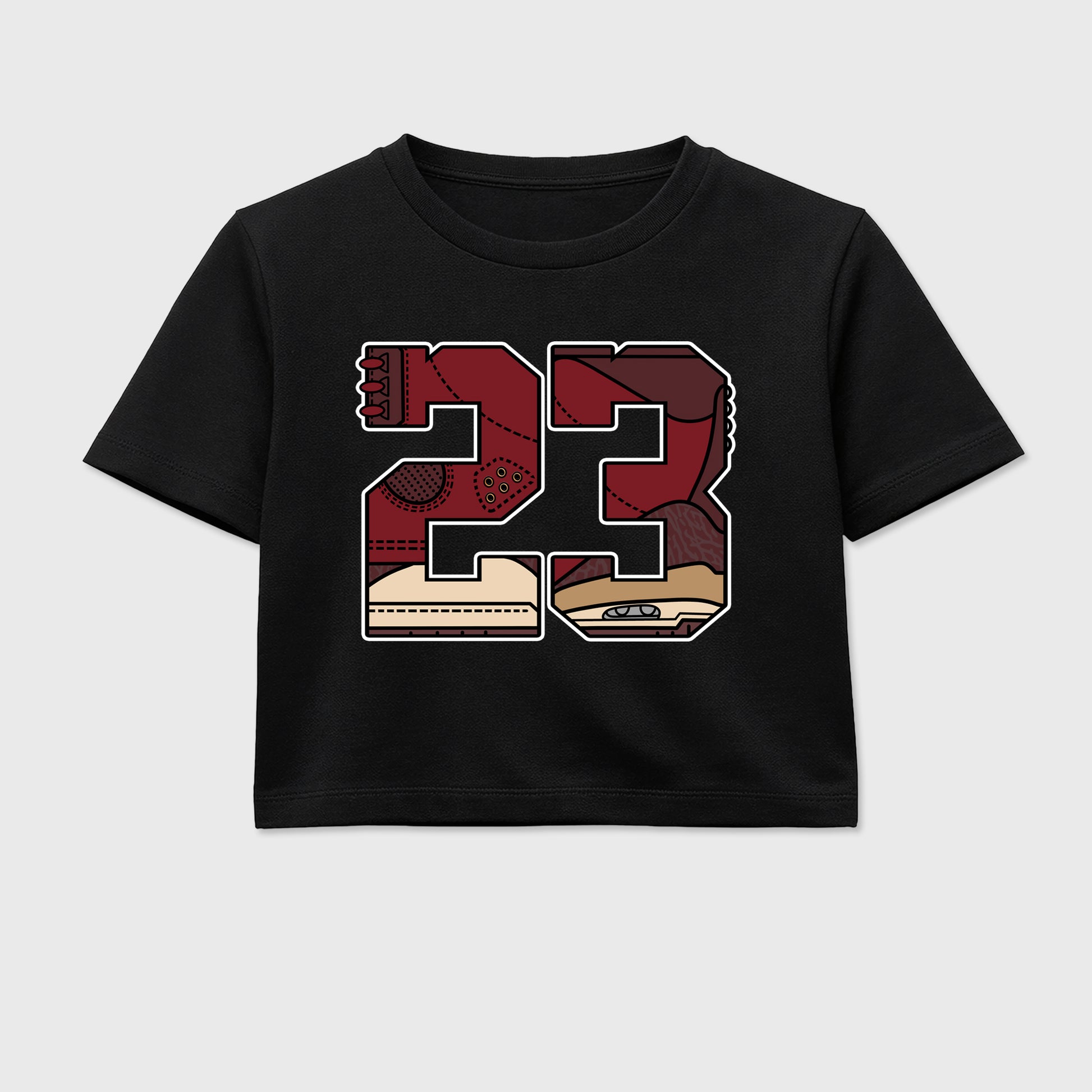 23 women’s crop tee designed to match the Air Jordan 3 Bin 23, featuring coordinated Black 2 options for a perfect streetwear vibe.