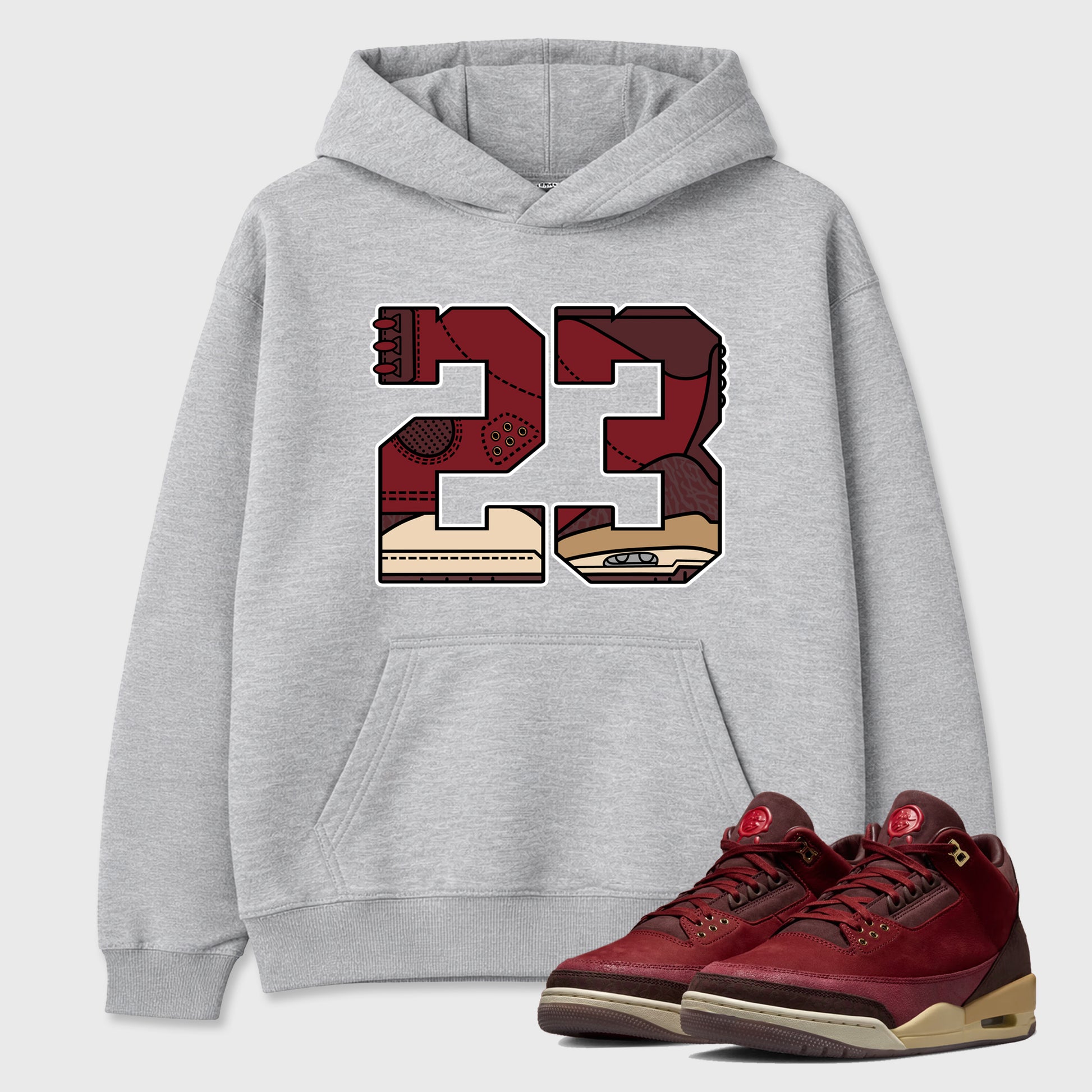 23 Graphic T-Shirt sneaker match tee designed for the Air Jordan 3 Bin 23, featuring coordinated color options for a perfect streetwear match. Heather Grey 1 shirt.