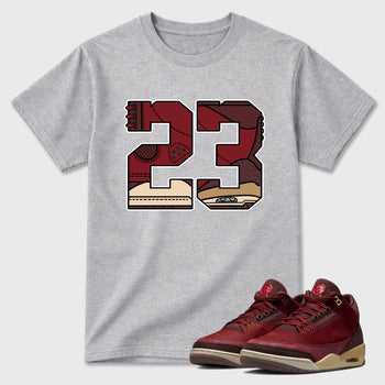 23 Graphic T-Shirt sneaker match tee designed for the Air Jordan 3 Bin 23, featuring coordinated color options for a perfect streetwear match. Heather Grey 1 shirt.