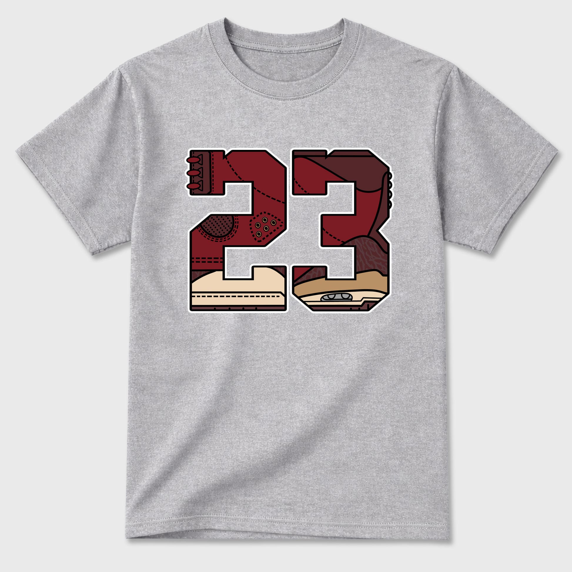 23 Graphic T-Shirt sneaker match tee designed for the Air Jordan 3 Bin 23, featuring coordinated color options for a perfect streetwear match. Heather Grey 2 shirt.