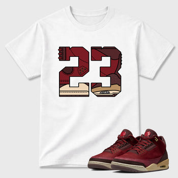 23 Graphic T-Shirt sneaker match tee designed for the Air Jordan 3 Bin 23, featuring coordinated color options for a perfect streetwear match. White 1 shirt.