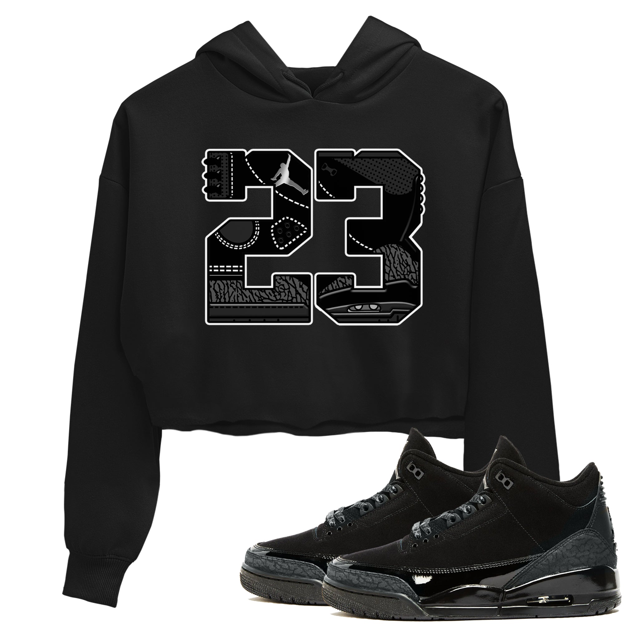 Air Jordan 3 Black Cat shirts to match jordans 23 sneaker match tees Jordan 3 Retro Black Cat best t shirts to wear with jordans SNRT Sneaker Tees unisex cotton Black 1 crop tee