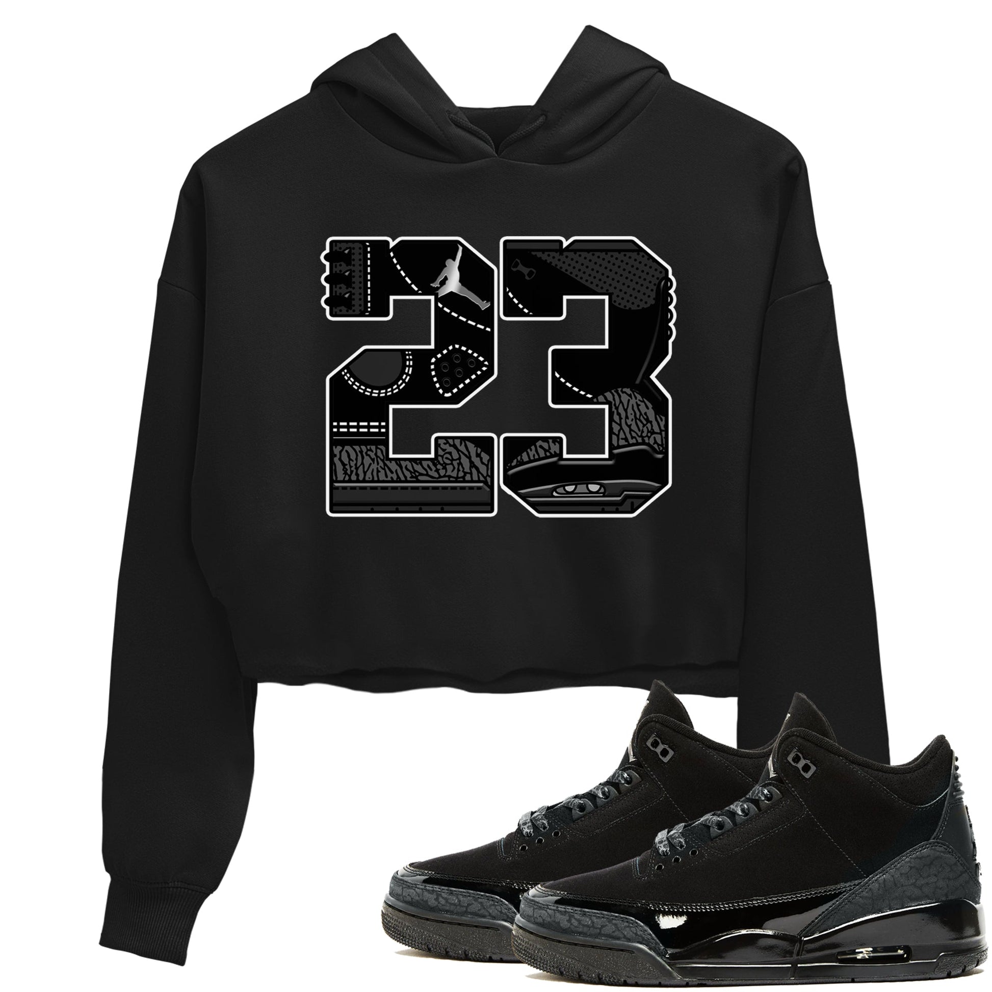 Air Jordan 3 Black Cat shirts to match jordans 23 sneaker match tees Jordan 3 Retro Black Cat best t shirts to wear with jordans SNRT Sneaker Tees unisex cotton Black 1 crop tee