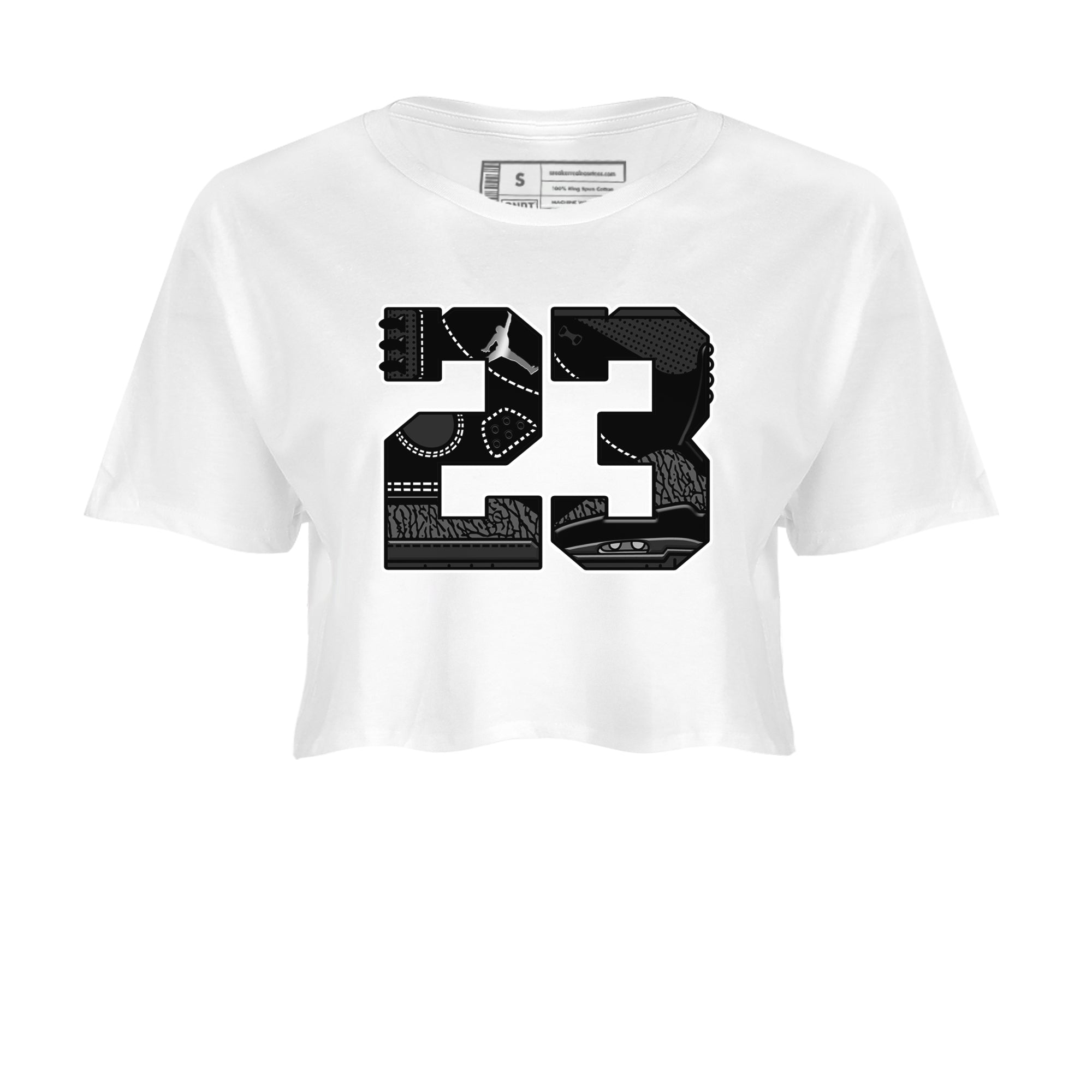 Air Jordan 3 Black Cat shirts to match jordans 23 sneaker match tees Jordan 3 Retro Black Cat best t shirts to wear with jordans SNRT Sneaker Tees unisex cotton White 2 crop tee