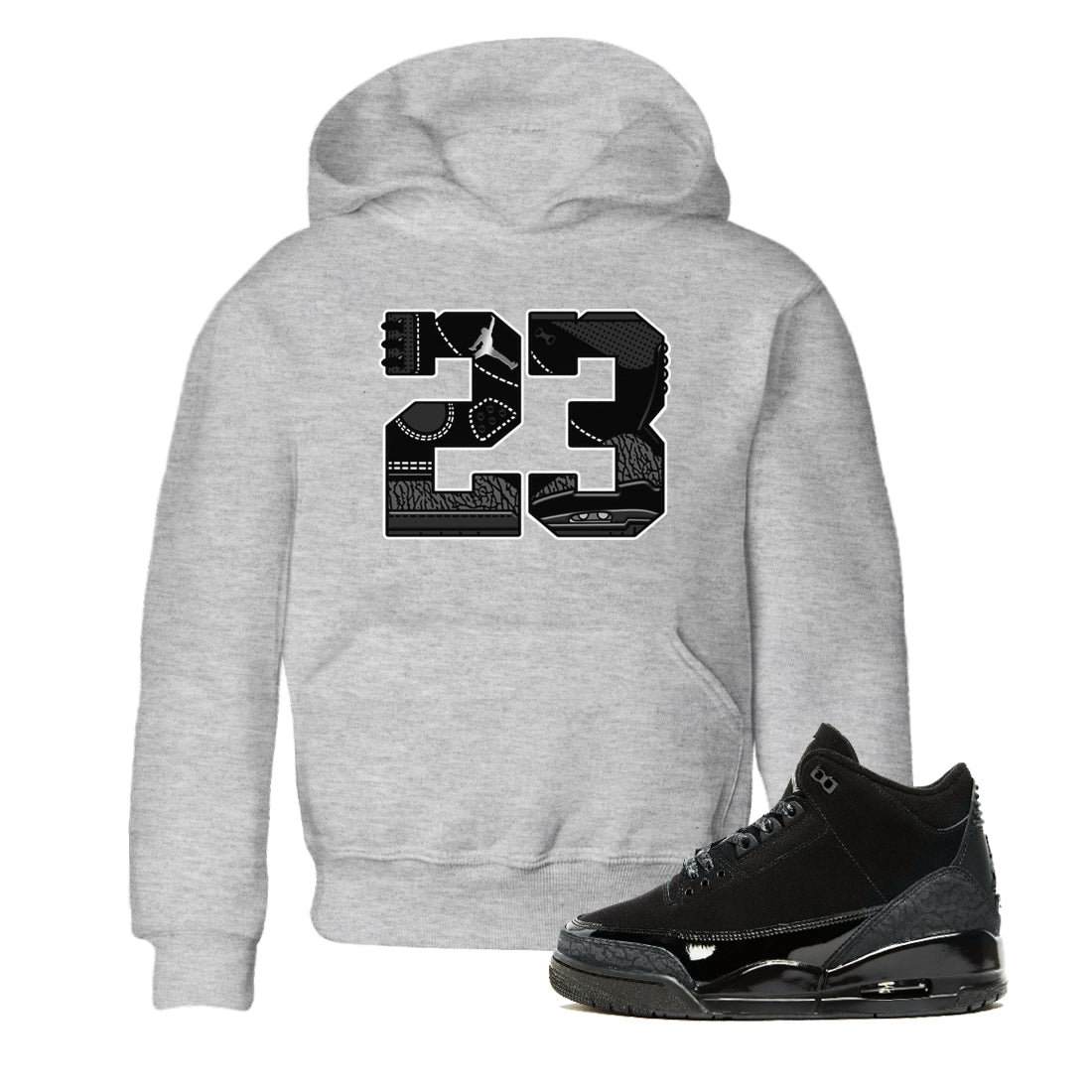 Air Jordan 3 Black Cat shirts to match jordans 23 sneaker match tees Jordan 3 Retro Black Cat best t shirts to wear with jordans SNRT Sneaker Tees Youth Baby Heather Grey 1 tee
