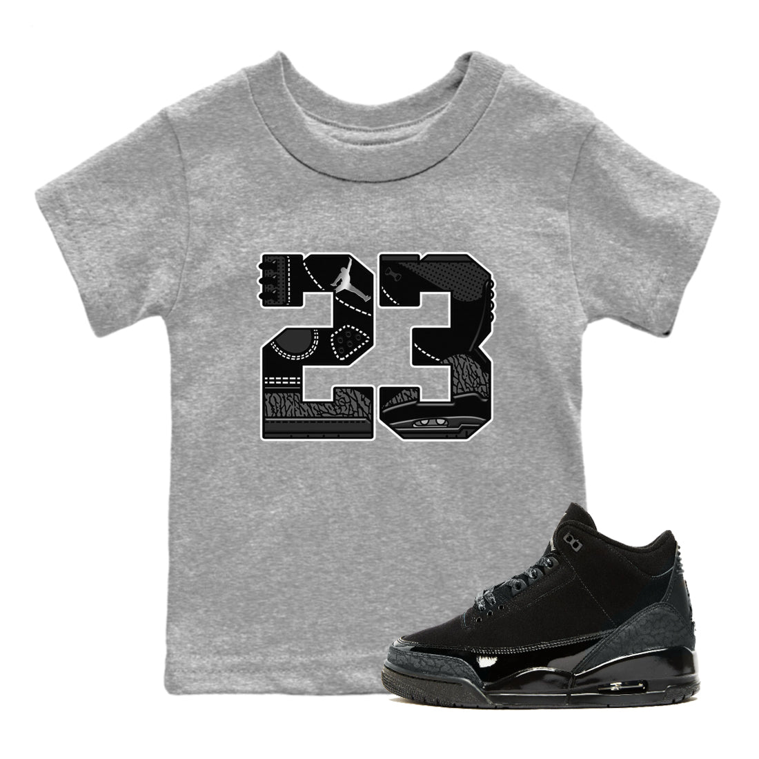 Air Jordan 3 Black Cat shirts to match jordans 23 sneaker match tees Jordan 3 Retro Black Cat best t shirts to wear with jordans SNRT Sneaker Tees Youth Baby Heather Grey 1 tee