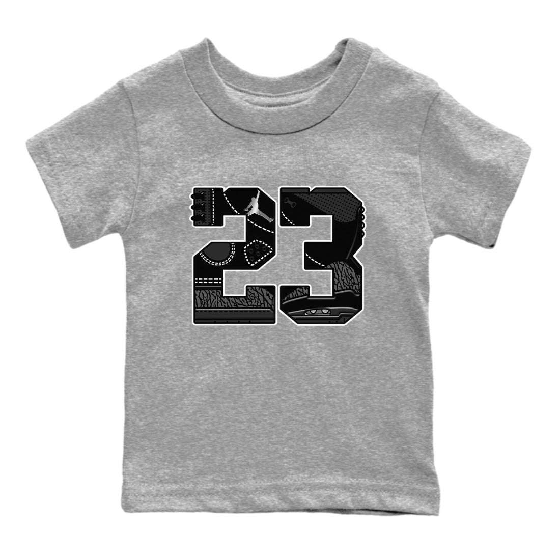 Air Jordan 3 Black Cat shirts to match jordans 23 sneaker match tees Jordan 3 Retro Black Cat best t shirts to wear with jordans SNRT Sneaker Tees Youth Baby Heather Grey 2 tee