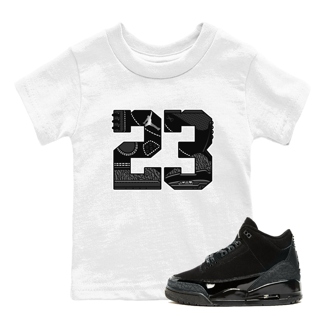 Air Jordan 3 Black Cat shirts to match jordans 23 sneaker match tees Jordan 3 Retro Black Cat best t shirts to wear with jordans SNRT Sneaker Tees Youth Baby White 1 tee